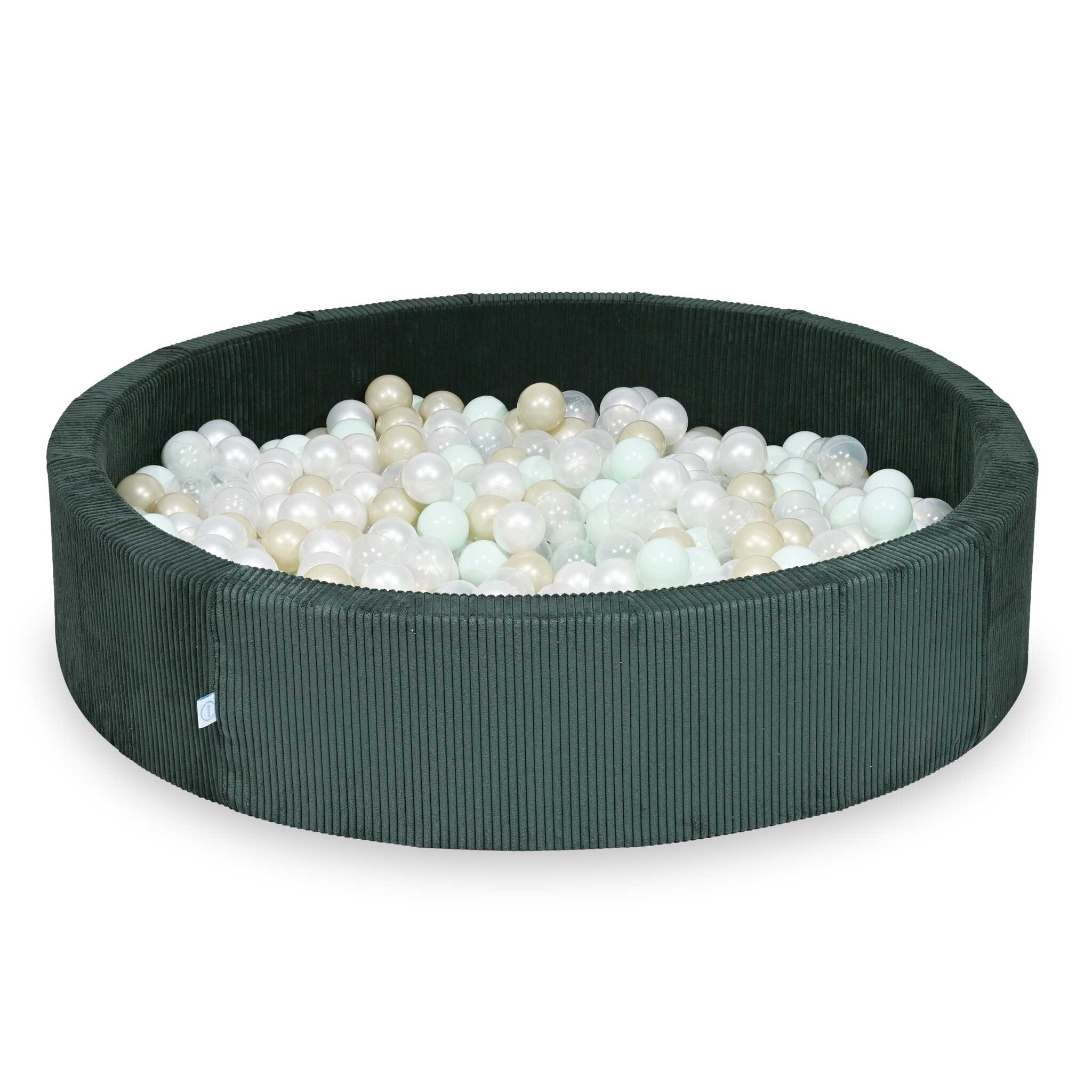 Piscina con palline in velluto a coste verde 130x30 cm con 600 palline