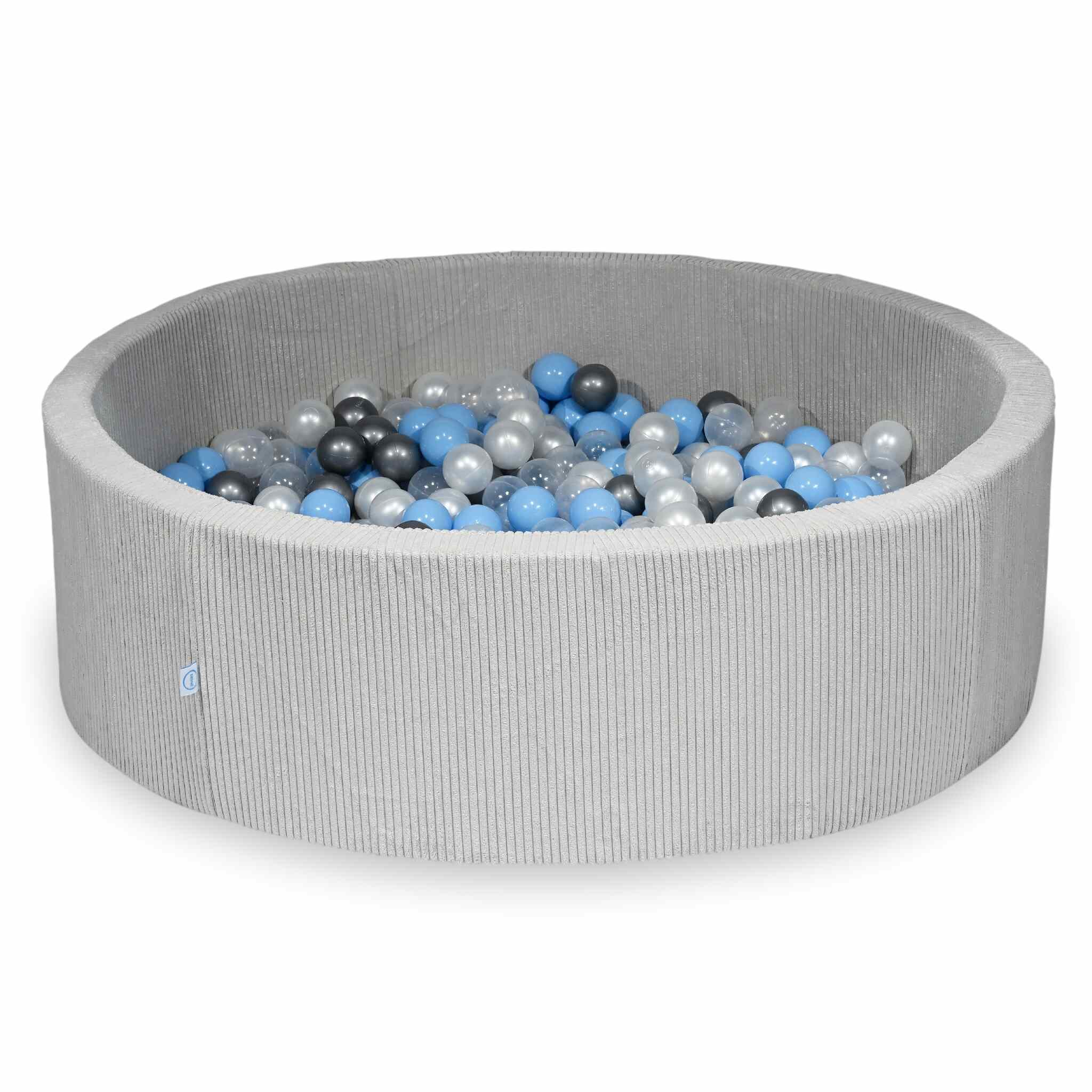 Ball Pit in corduroy grey 130x40 cm with 700 balls