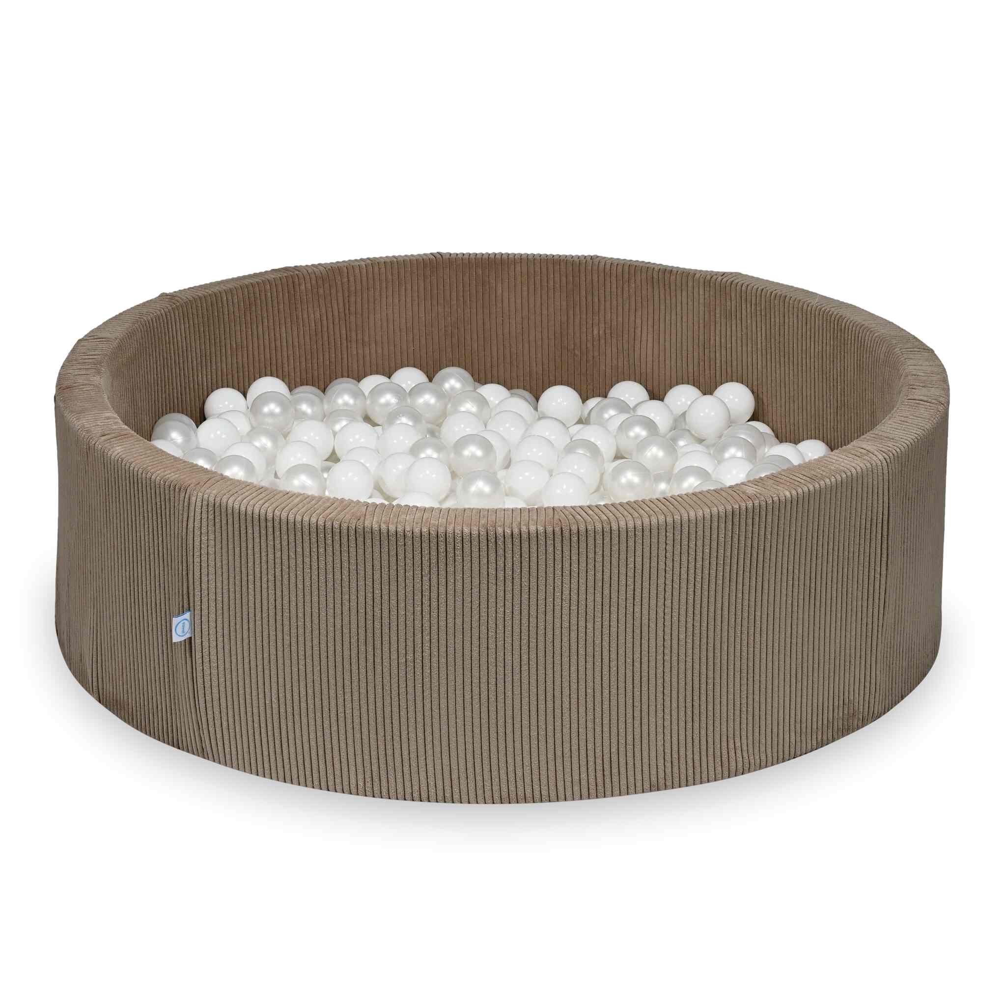 Ball Pit in corduroy toffee 130x40 cm with 700 balls