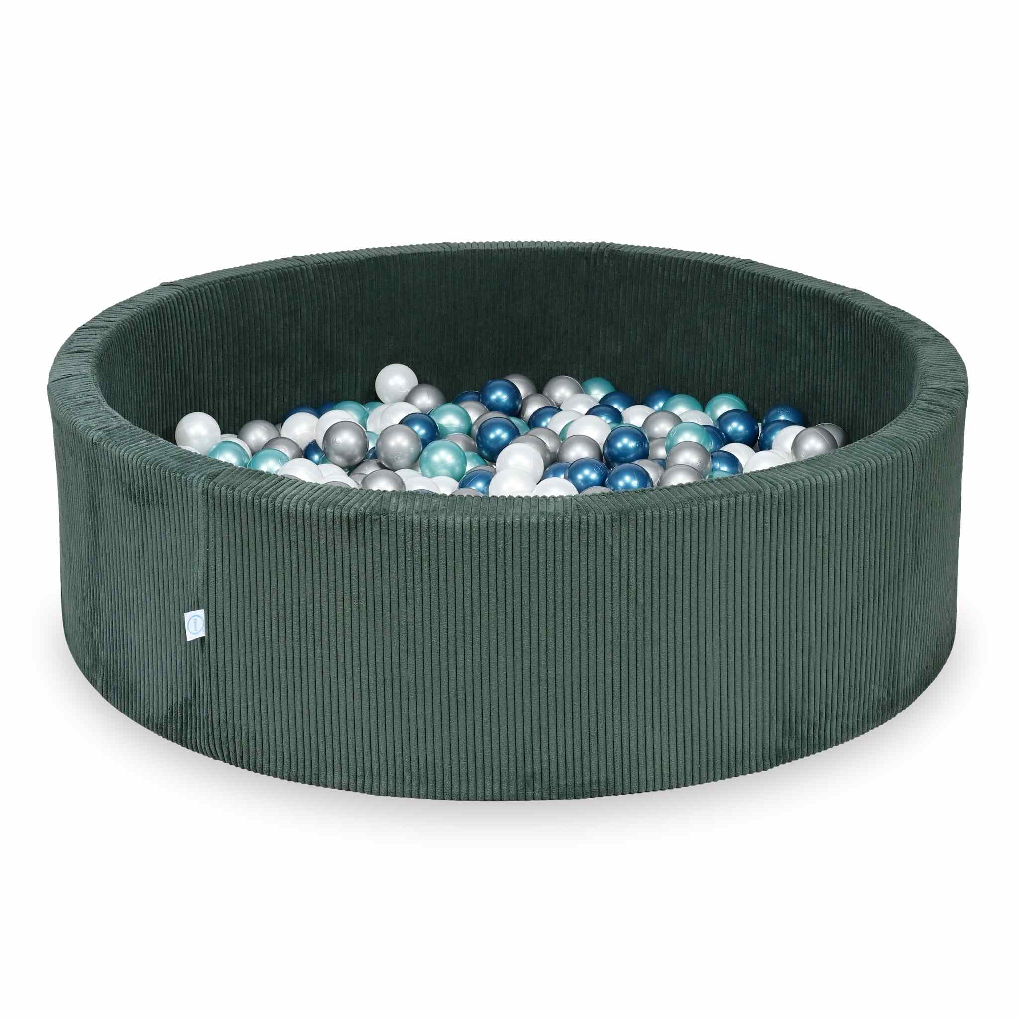Ball Pit in corduroy green 130x40 cm with 700 balls