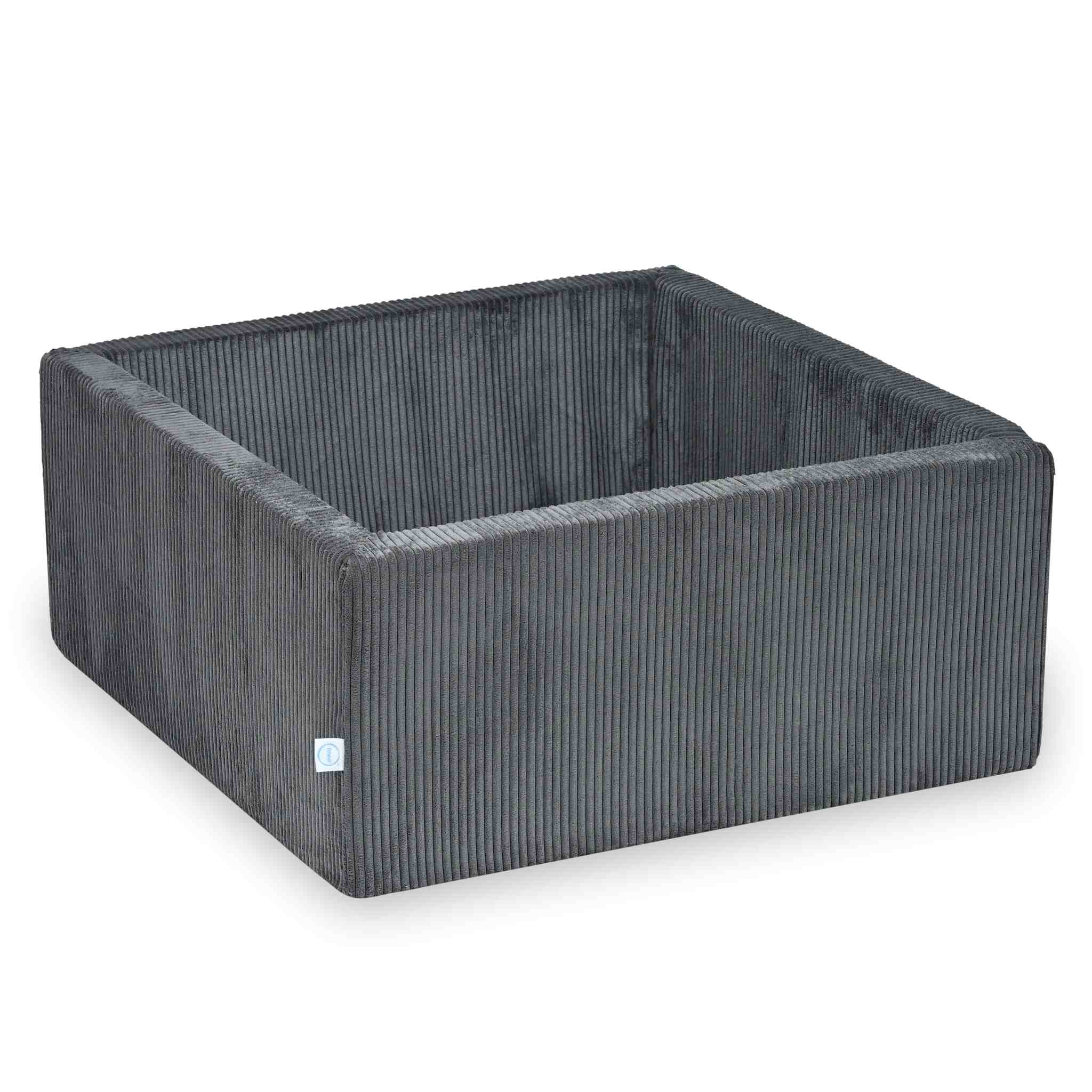 Bällebad quadratisch 90x90x40 cm Kordstoff Graphit ohne Bälle