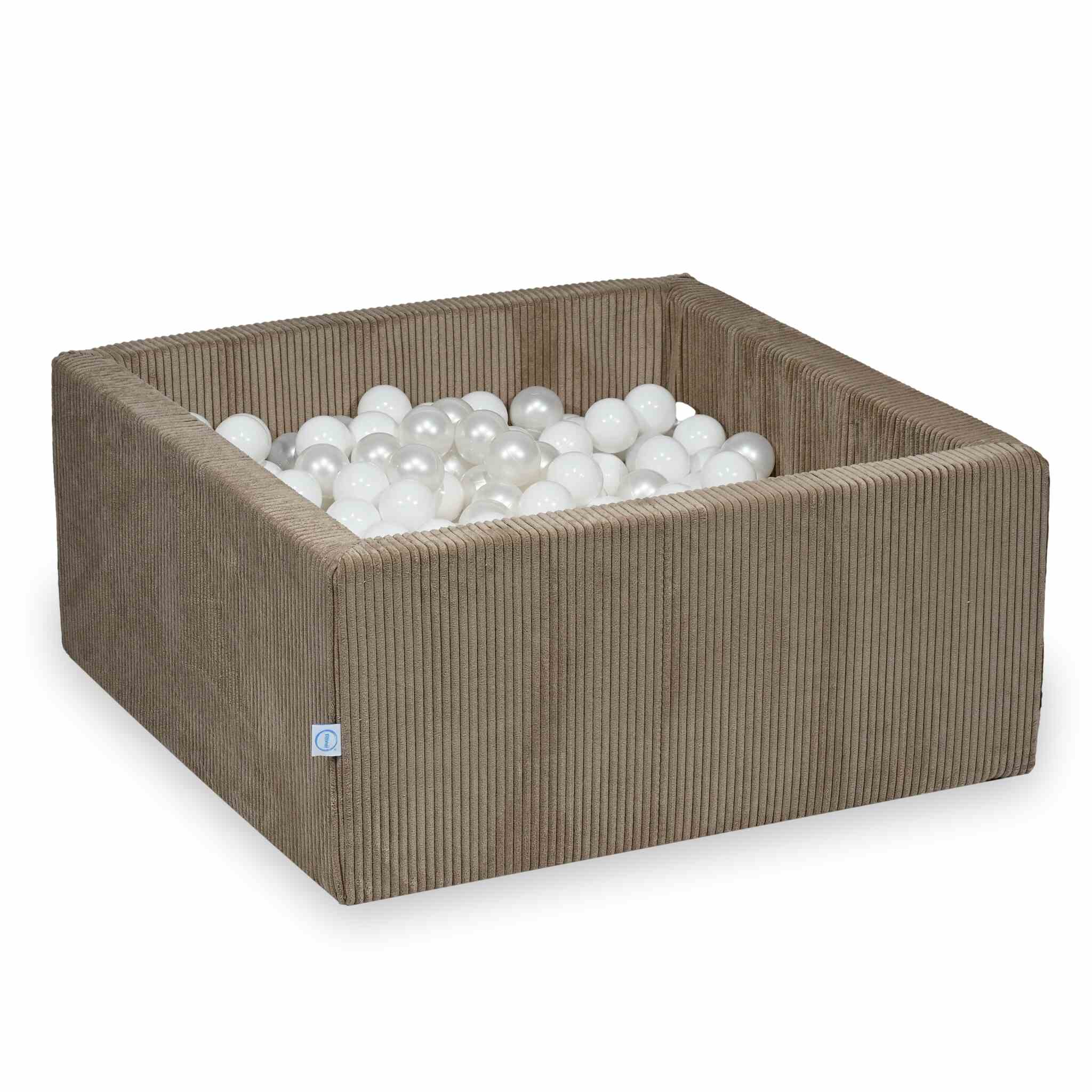 Kugelbad quadratisch 90x90x40 cm aus Cord Toffee, 400 Bälle