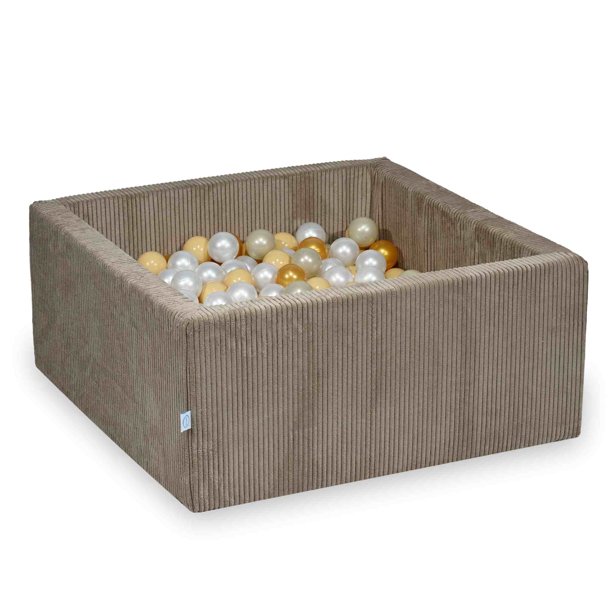Square ball pit 90x90x40 cm in Corduroy Toffee, 400 balls