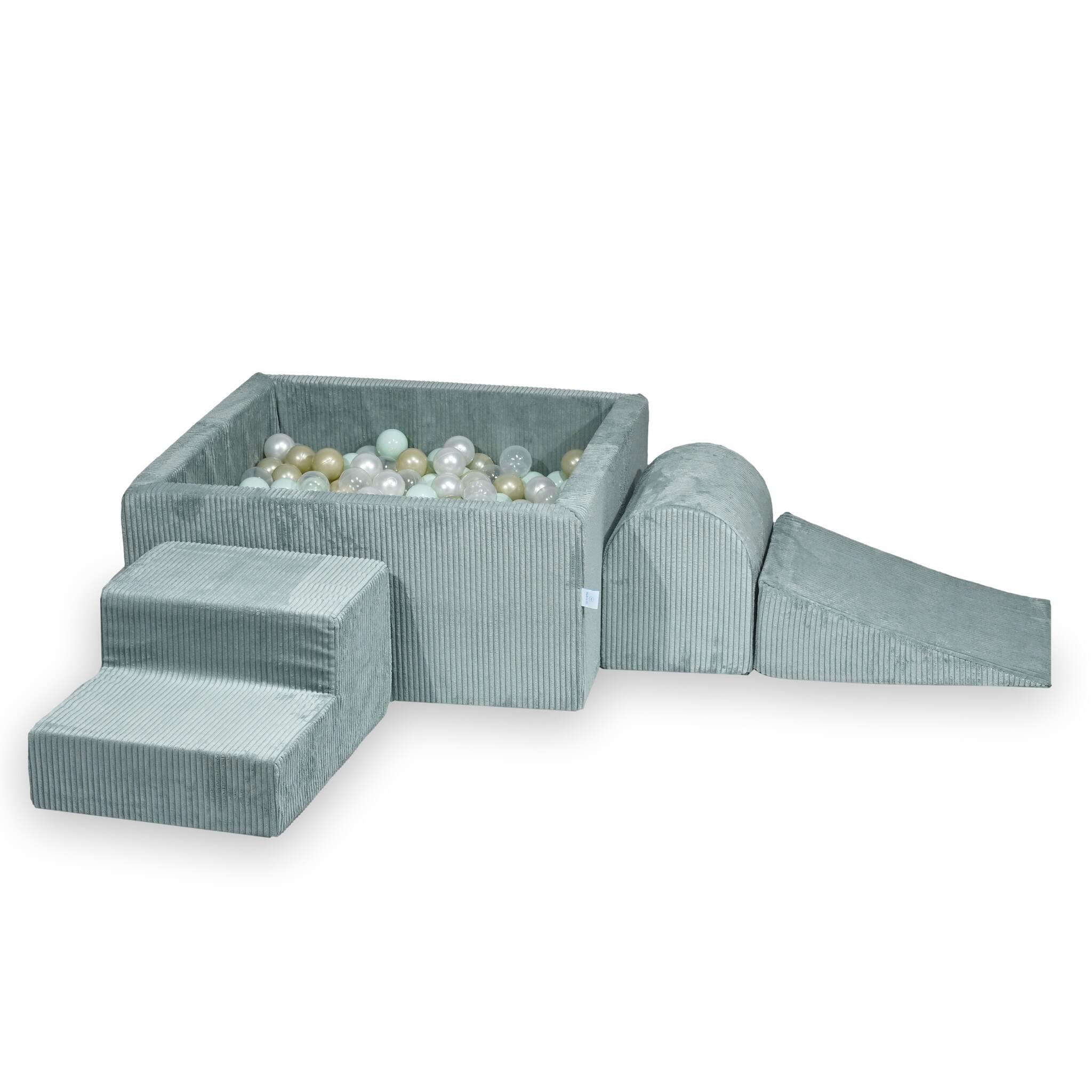 Foam playground with square ball pool children's play set 90x90x40 corduroy light mint + 400 balls