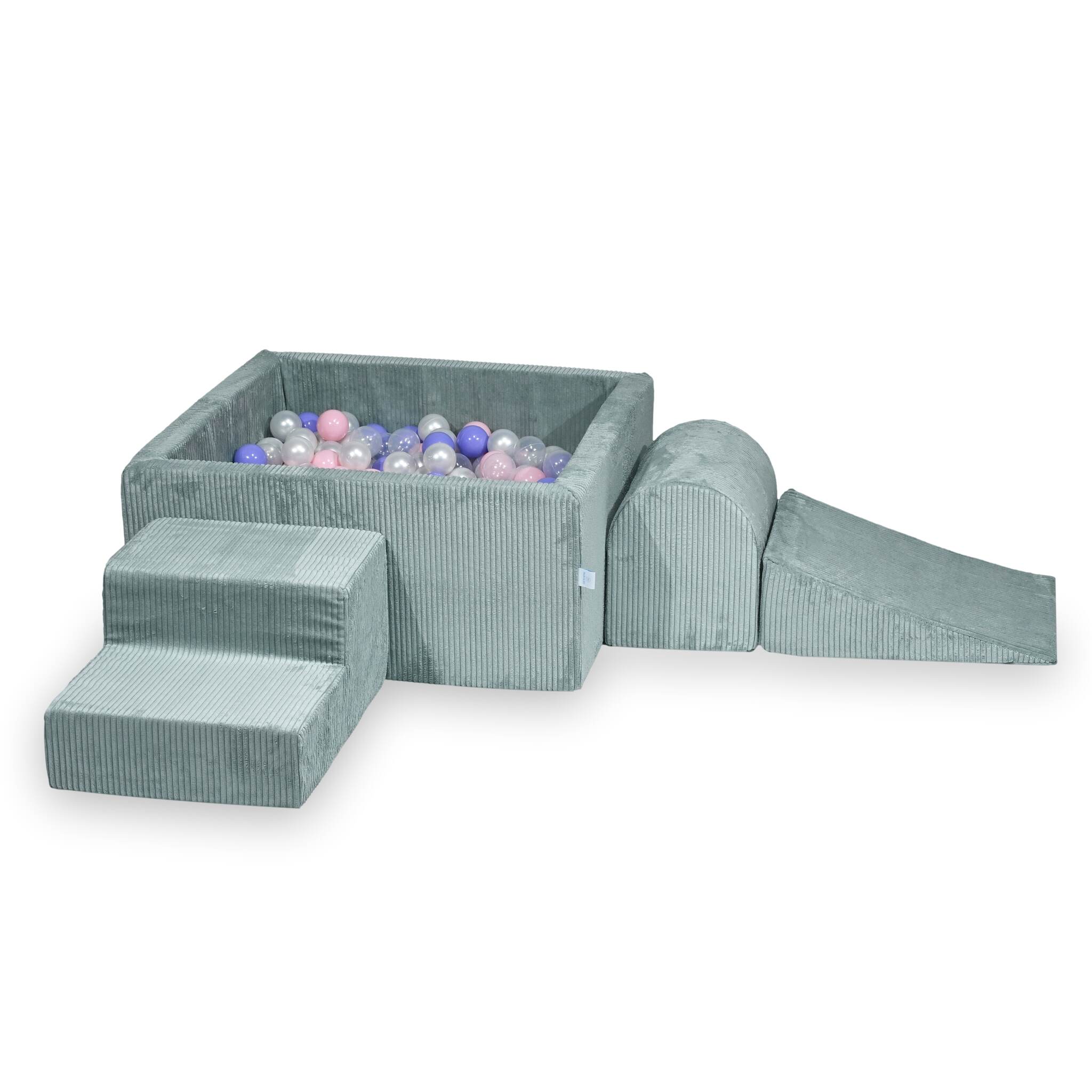 Parco giochi in schiuma con piscina con palline quadrata set da gioco per bambini 90x90x40 velluto a coste menta chiara + 400 palline