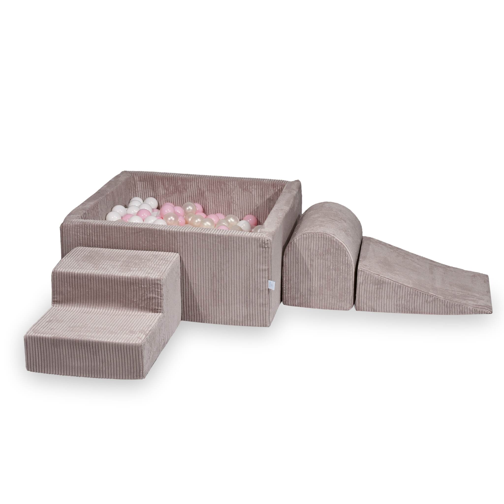 Foam playground with square ball pool children's play set 90x90x40 corduroy light pink + 400 balls