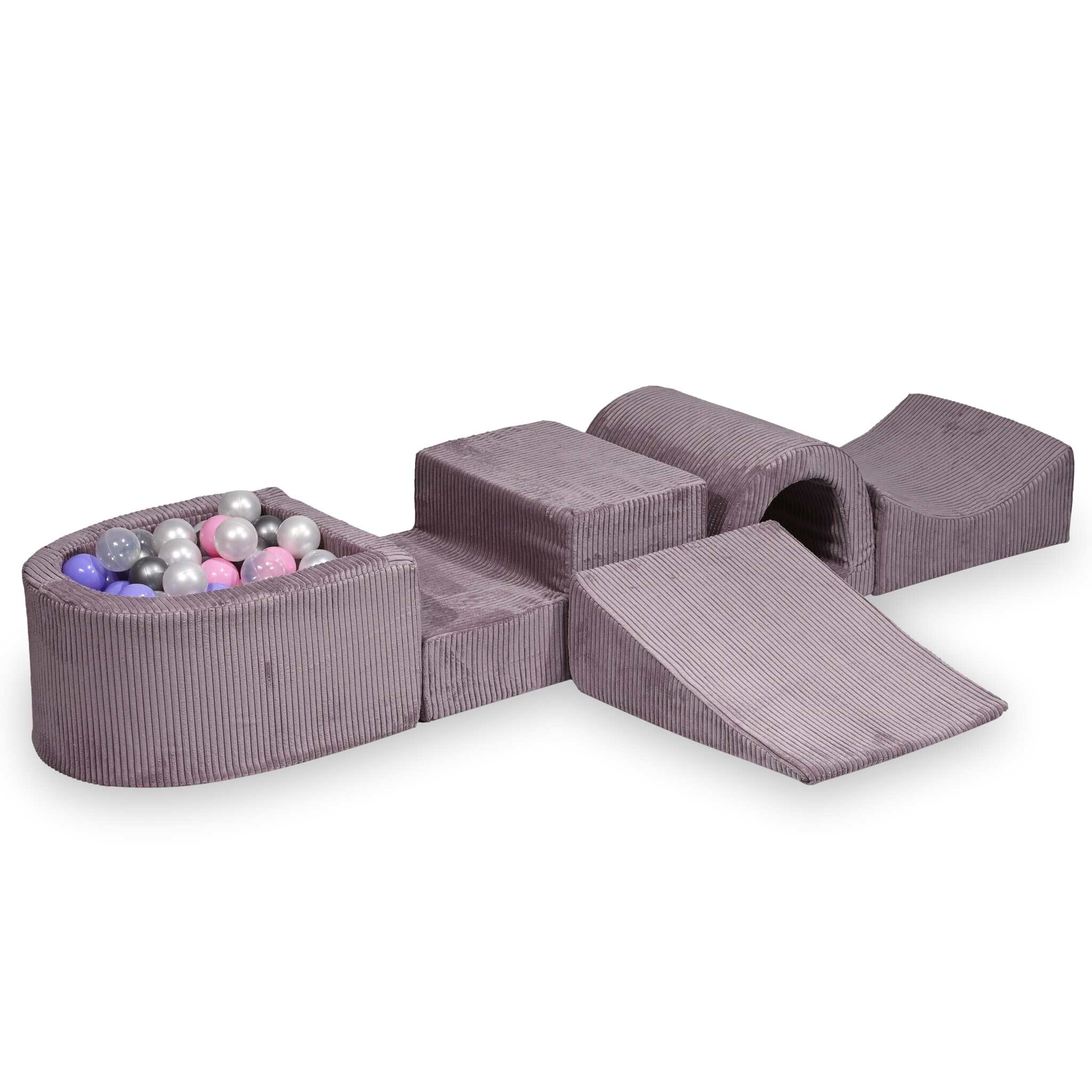 Foam play area with bridge and micro ribbed lavender pool + 100 balls
