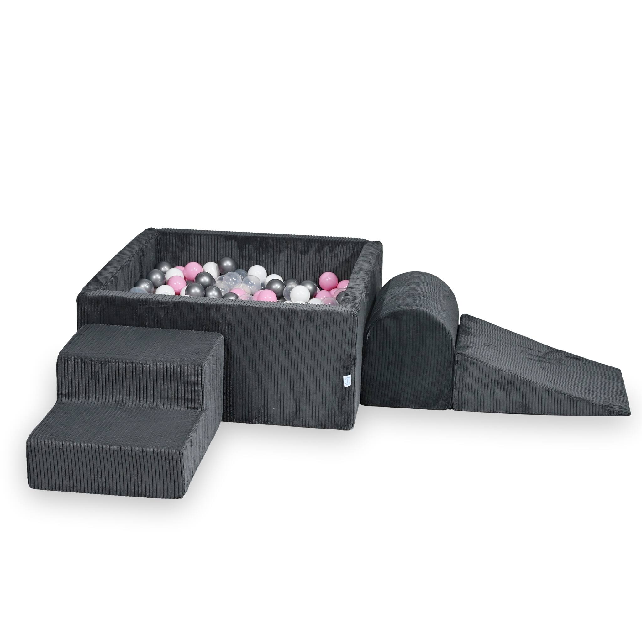Foam playground with square ball pool children's play set 90x90x40 corduroy graphite + 400 balls