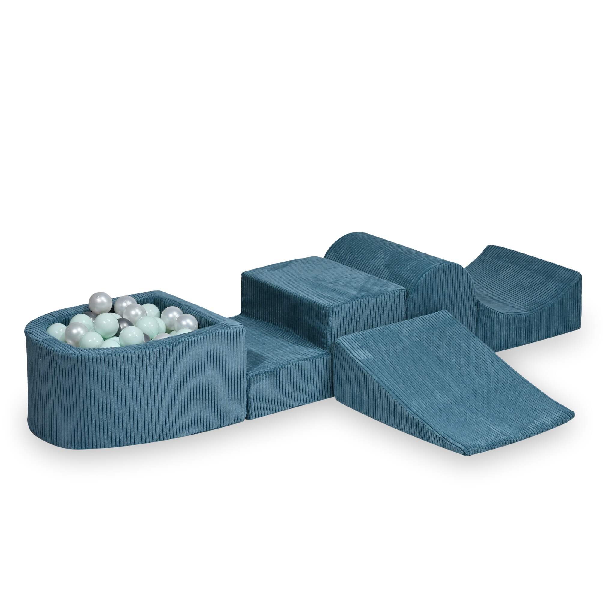 Foam playground with hill and micro corduroy blue pool + 100 balls