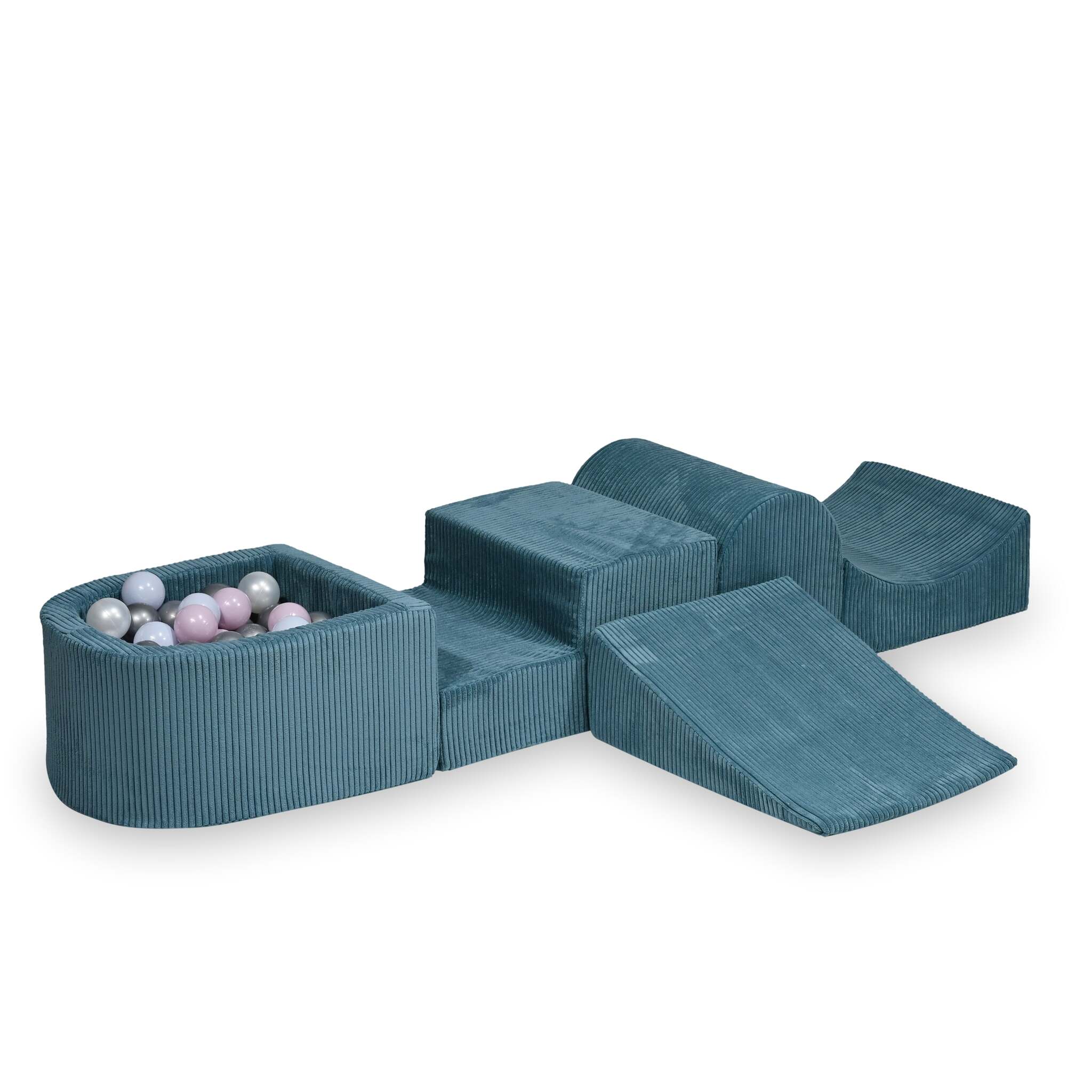 Foam playground with hill and micro corduroy blue pool + 100 balls