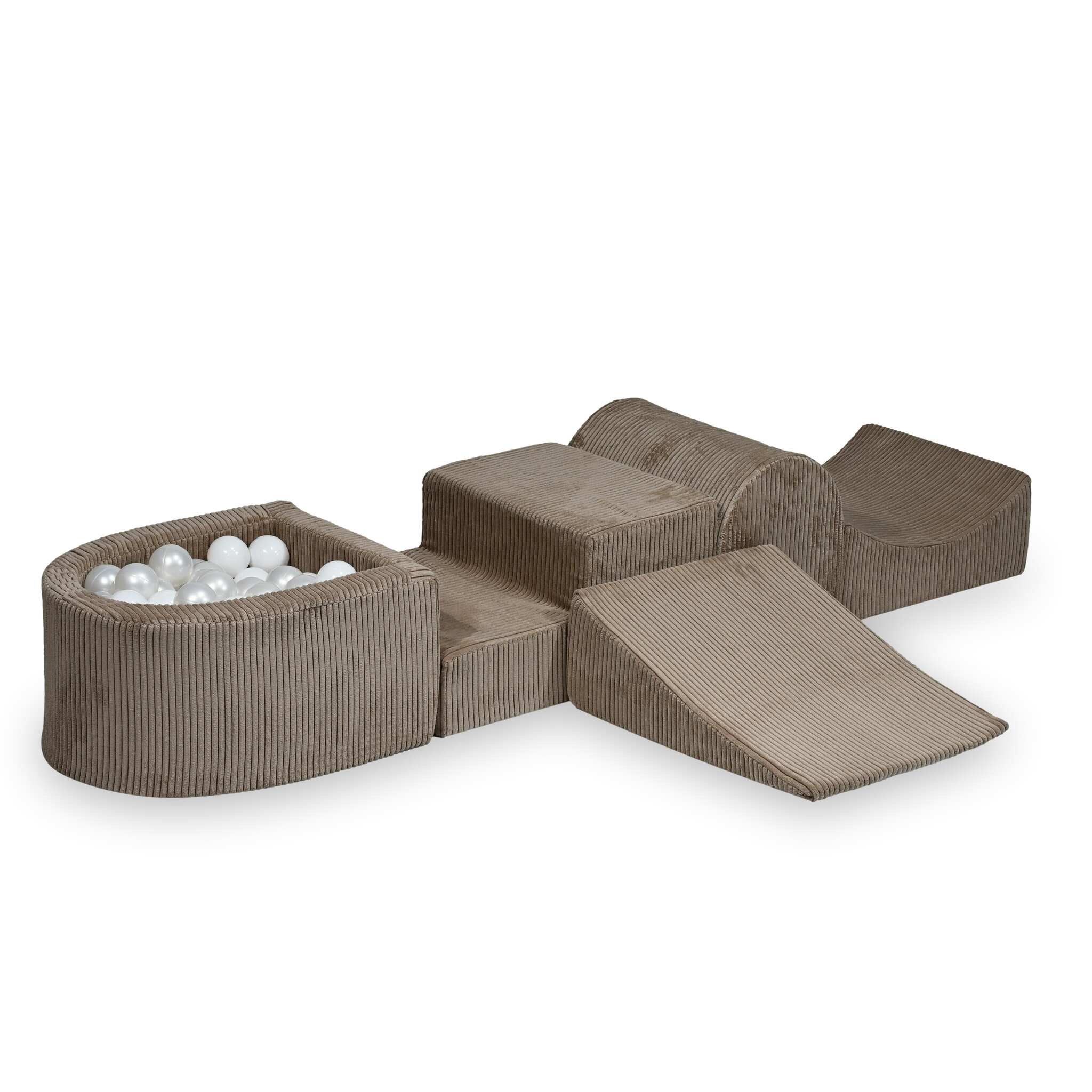Foam playground with hill and micro corduroy toffee pool + 100 balls