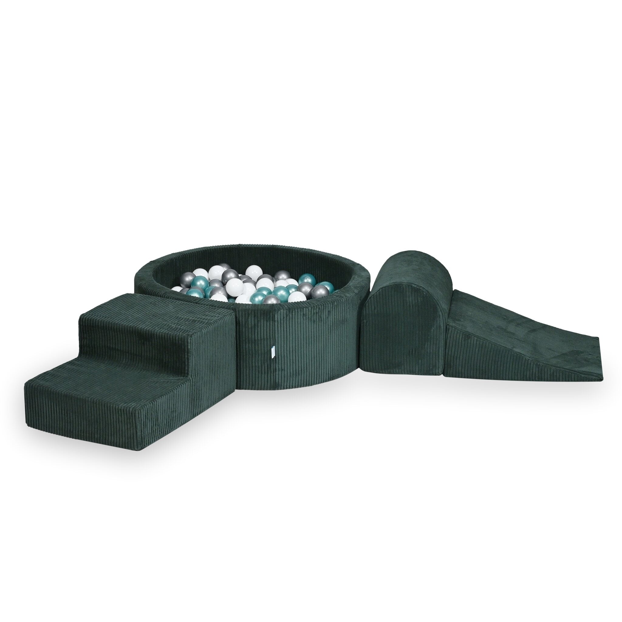 Schaumstoff-Spielplatz mit rundem Ballpool 90x30 Kord grün +200 Bälle