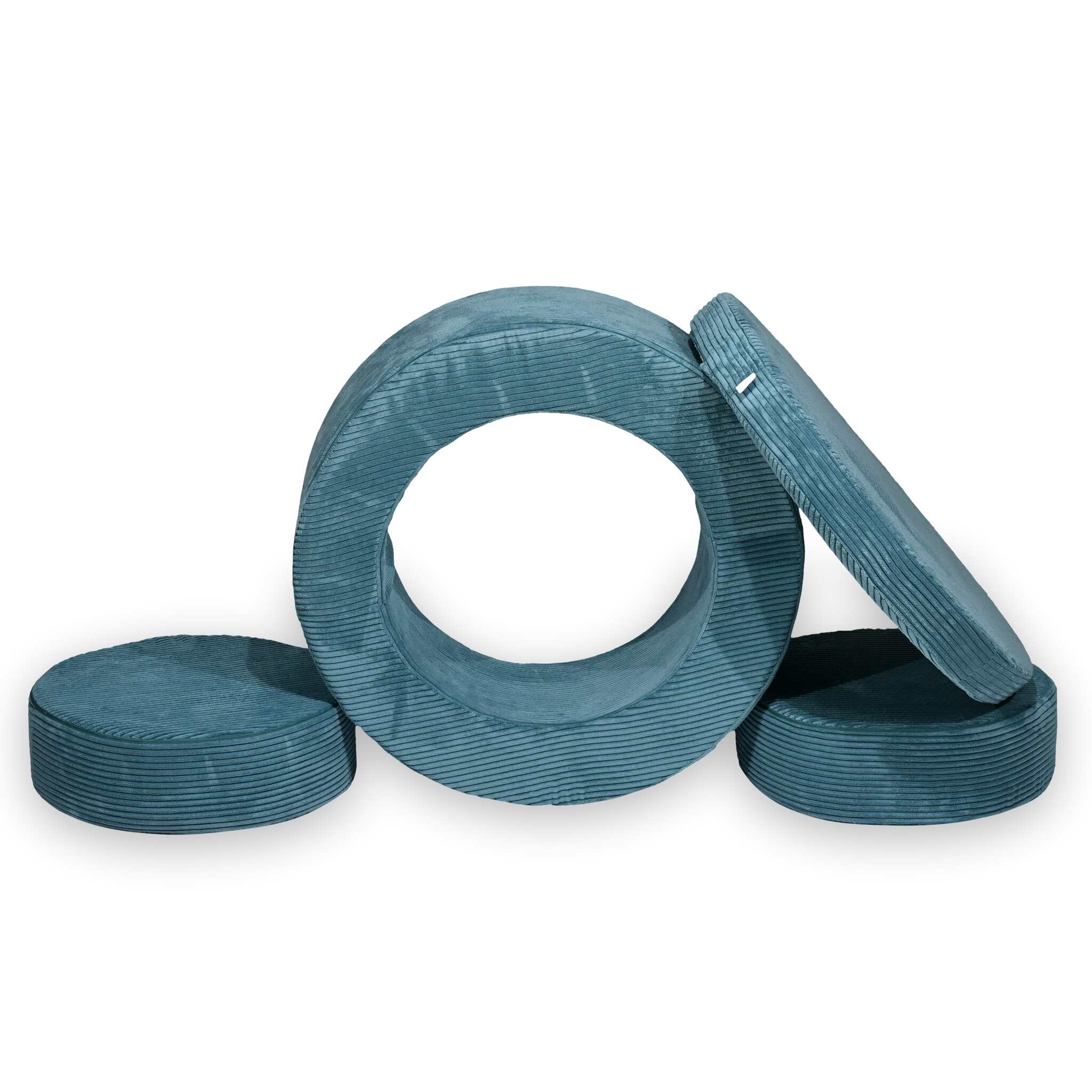 Donut Pouf Modular 4-piece play pouf in velours côtelé