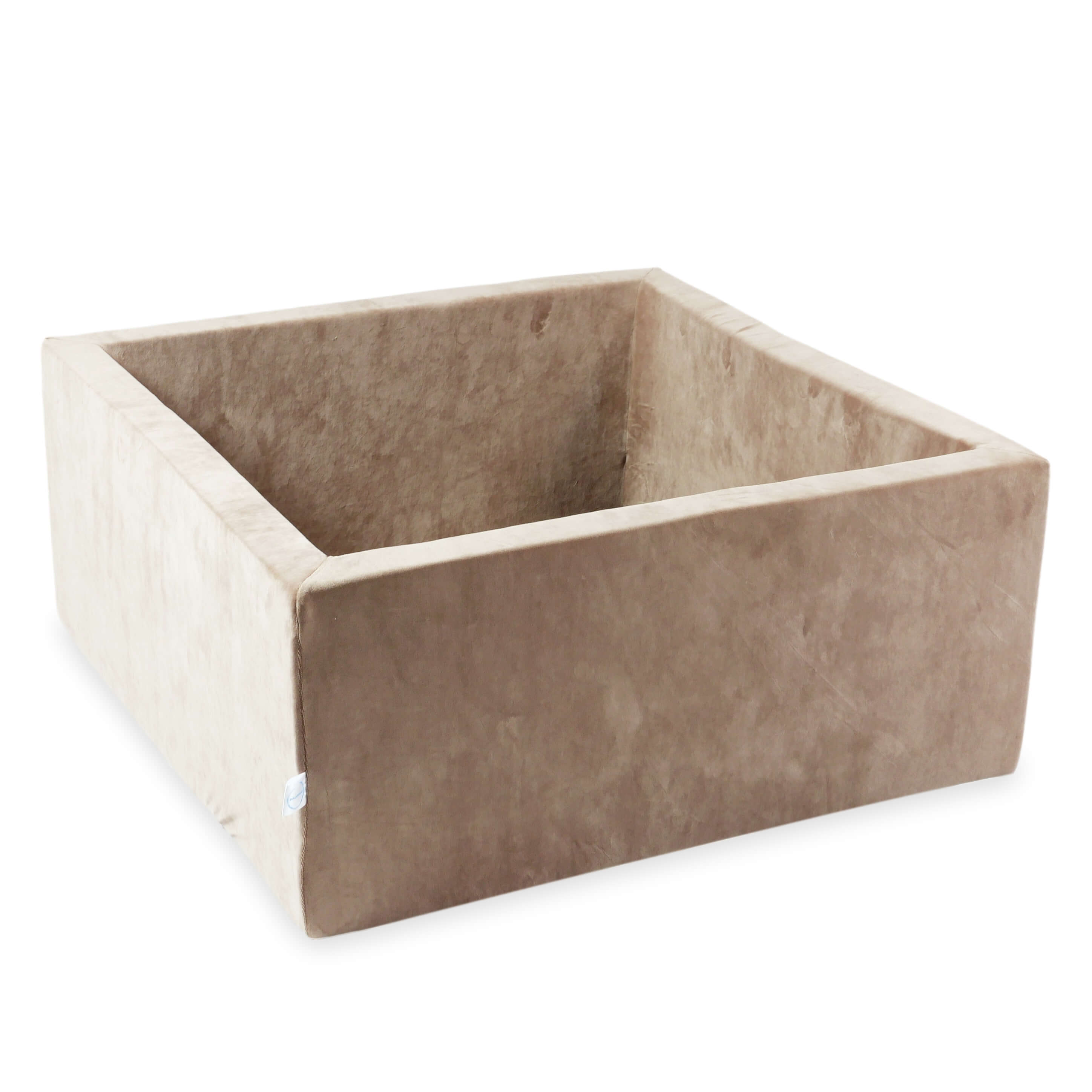 Bällebad quadratisch 90x90x40 cm Samt Softbraun ohne Bälle