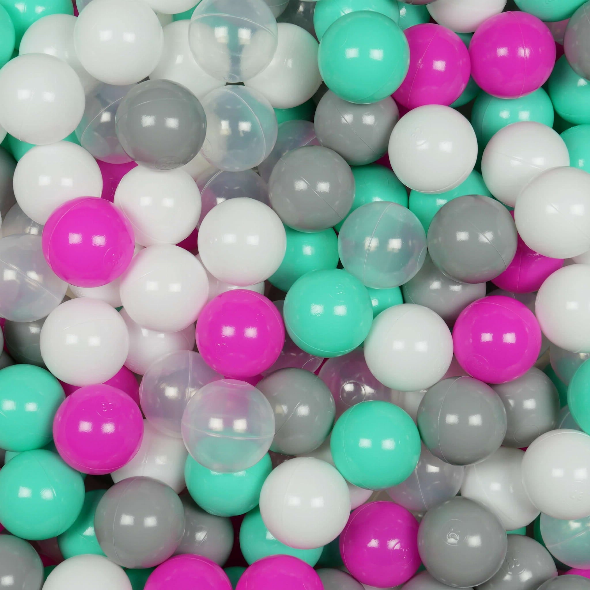 Play balls ø7cm 50 pieces white, pink, mint, gray, transparent