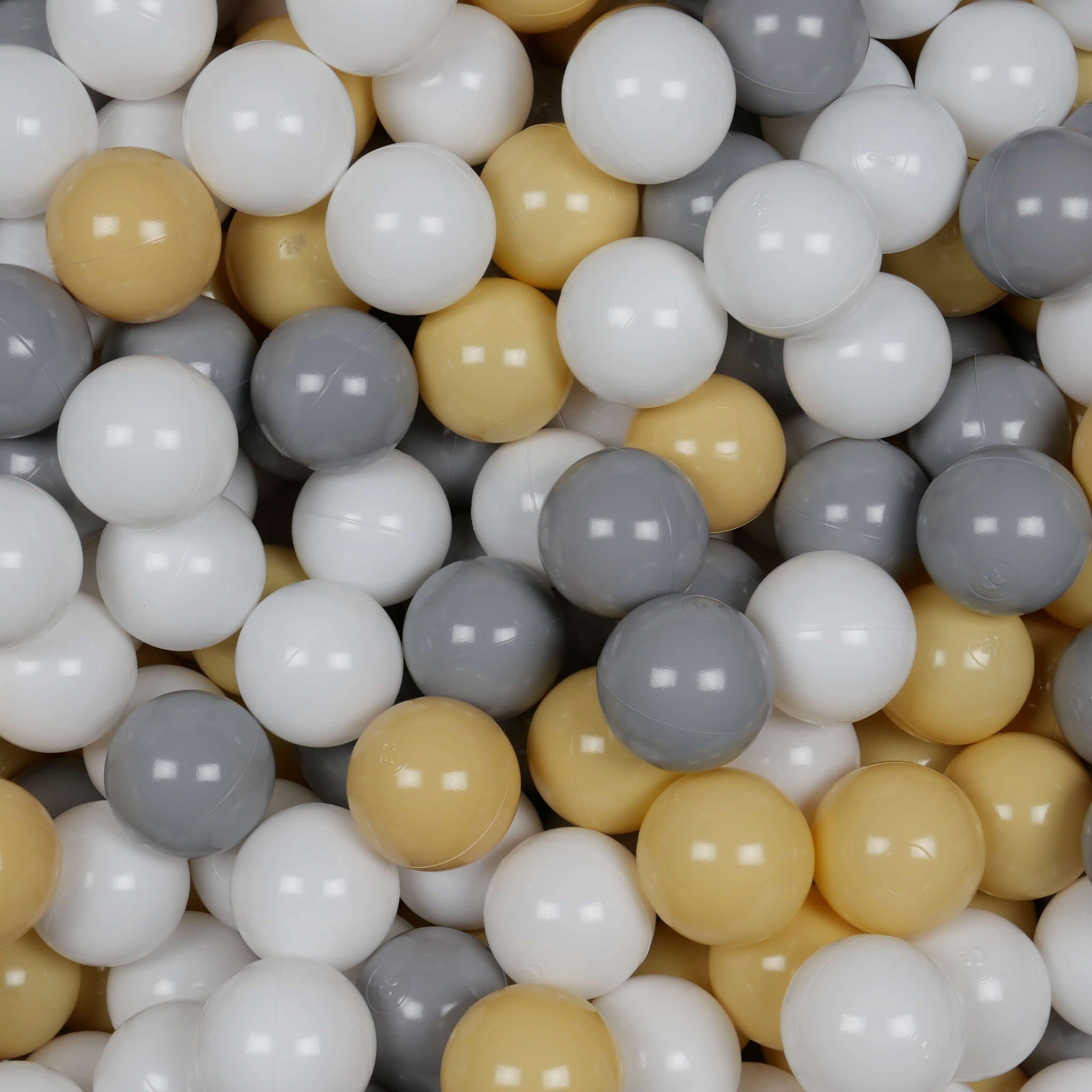 Spielbälle mit 7 cm Durchmesser, 100 Stück, weiß, grau, beige