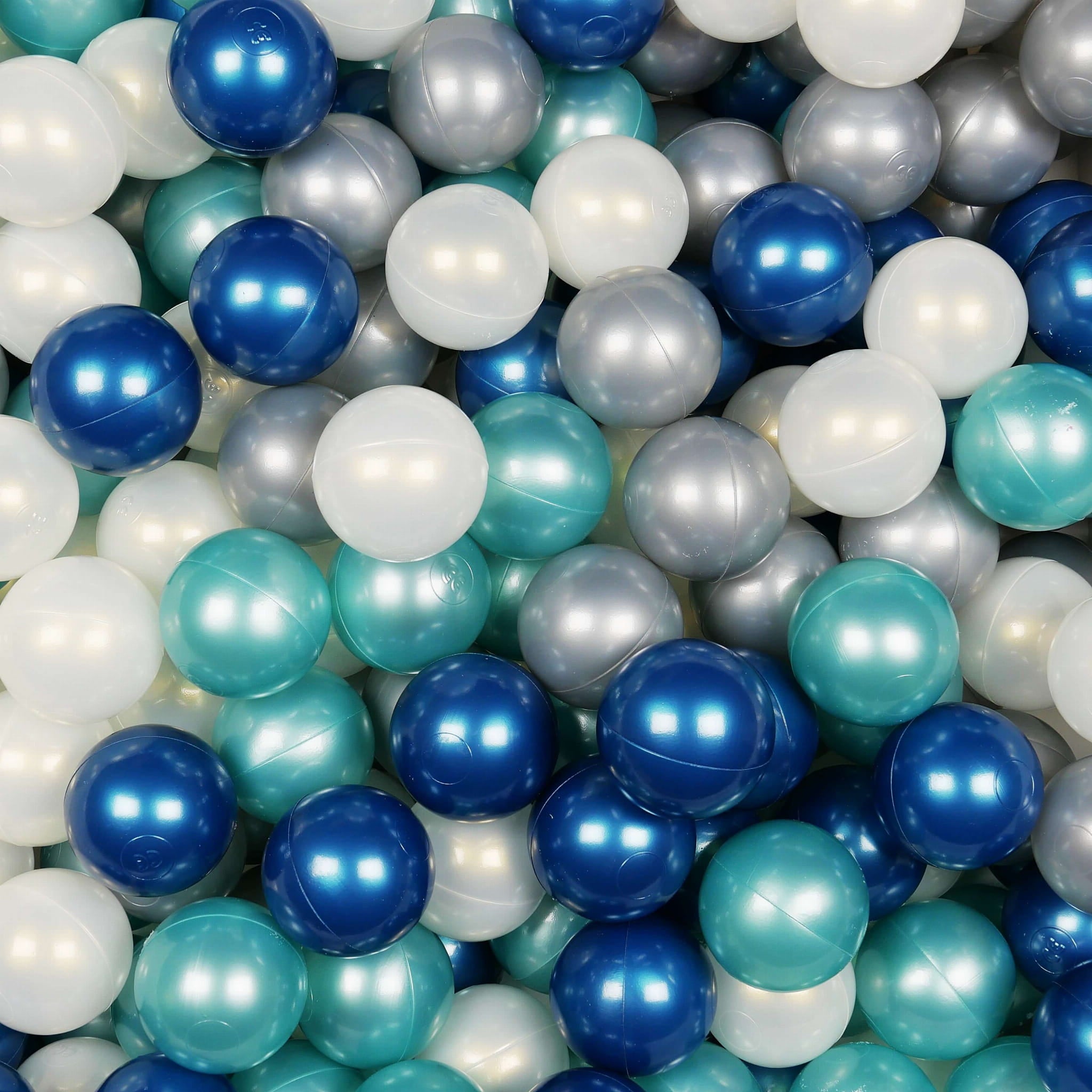 Play balls ø7cm 100 pieces metallic turquoise, metallic blue, iridescent, silver