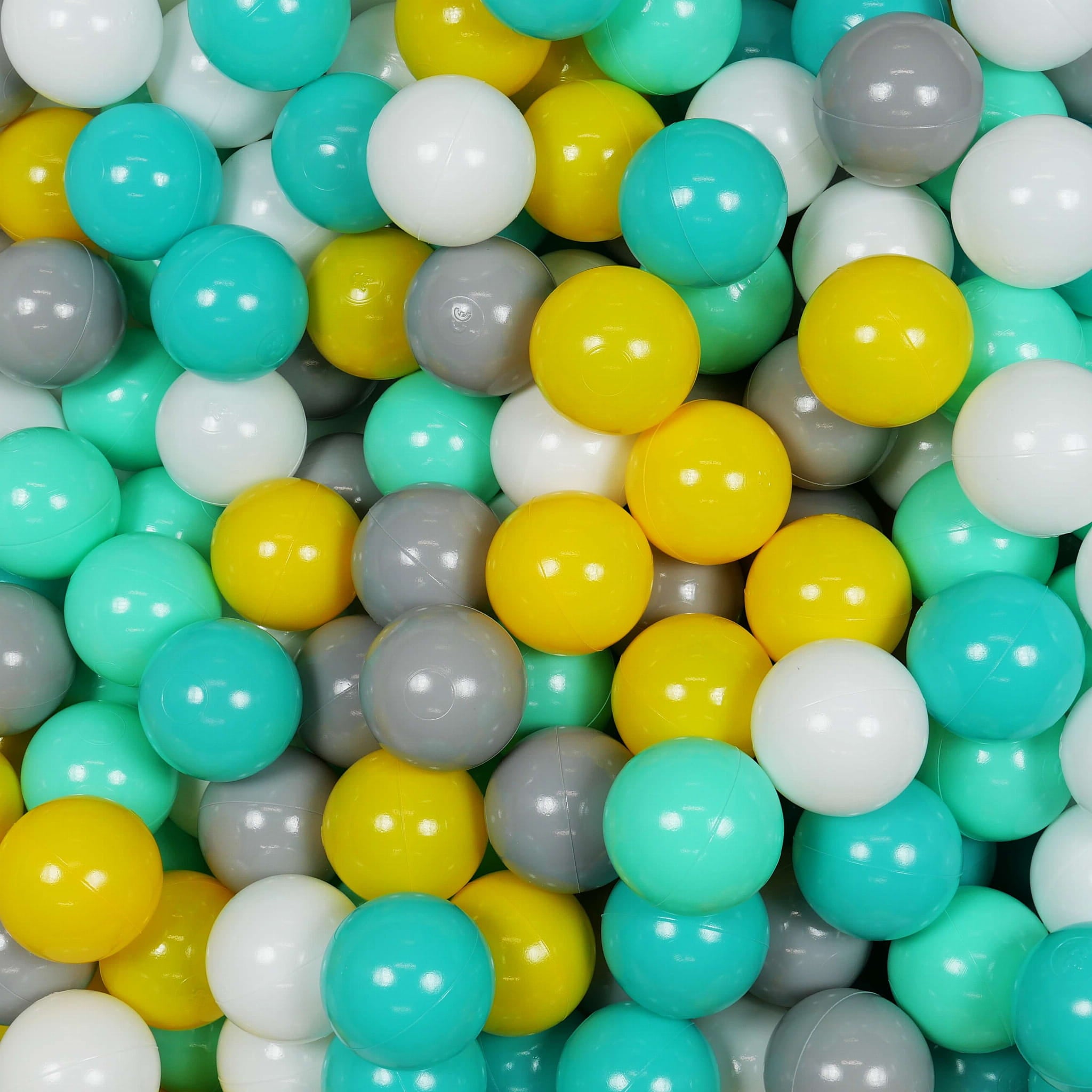 Play balls ø7cm 100 pieces yellow, mint, turquoise, white, gray