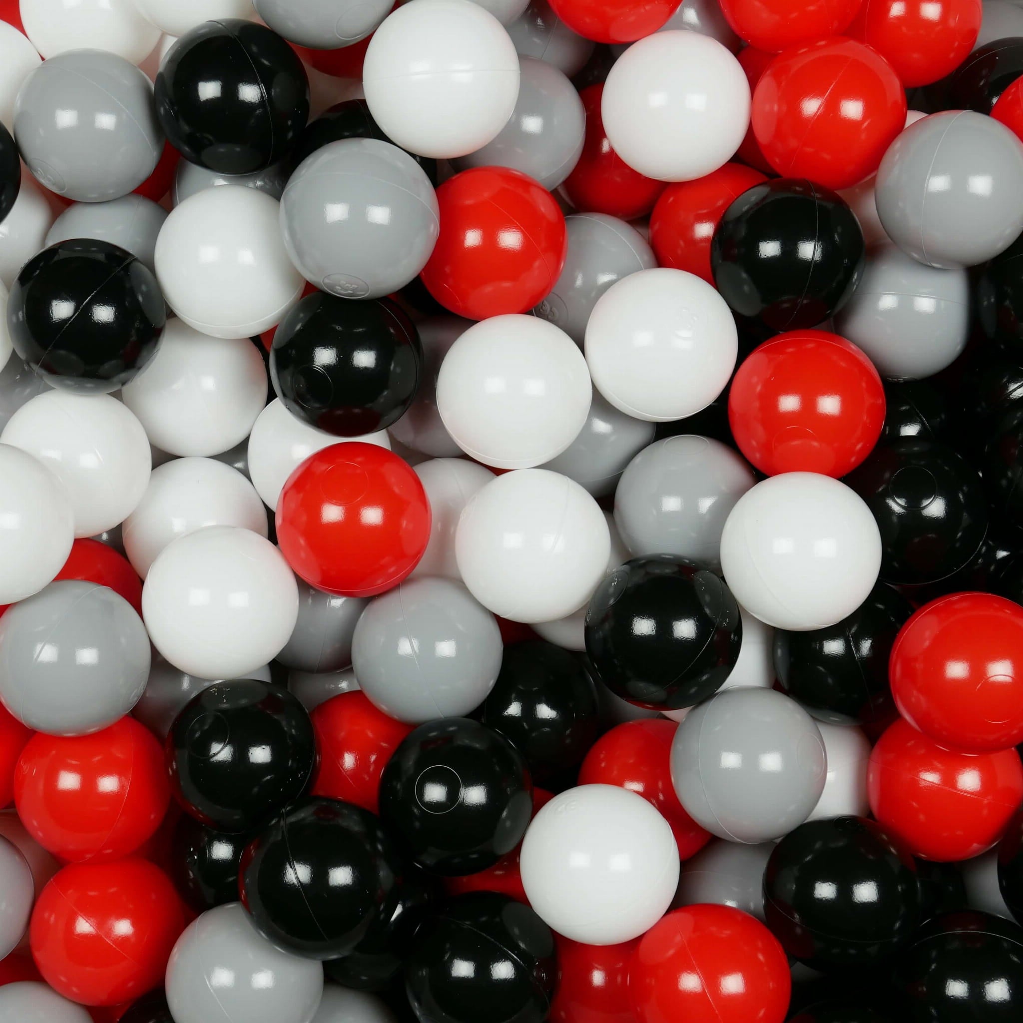 Balles de jeu ø7cm 25 pièces blanc, rouge, noir, gris