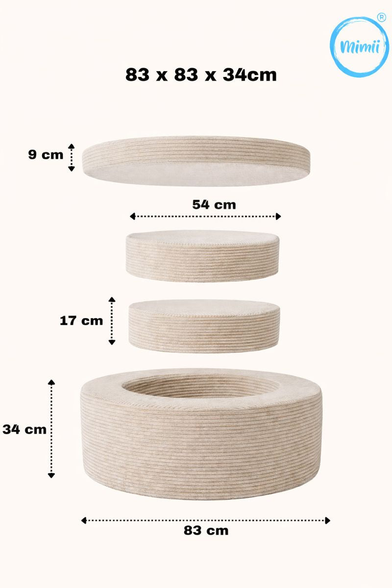 Donut Pouf Modular 4-piece play pouf in velours côtelé