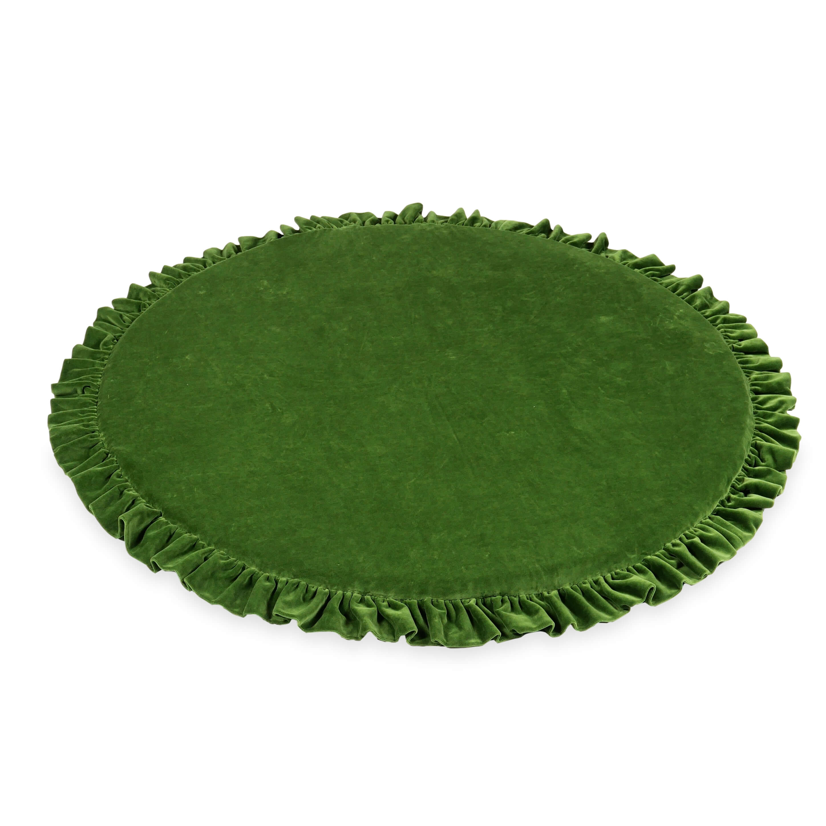 Round baby play mat 100cm with ruffle in soft velvet
