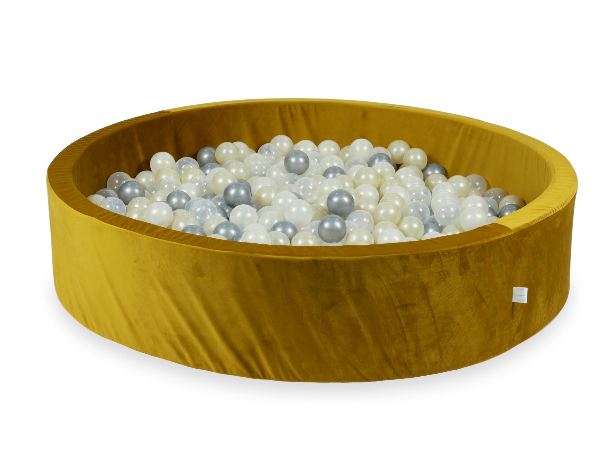 Gold velvet ball pit 130x30 cm with 600 balls