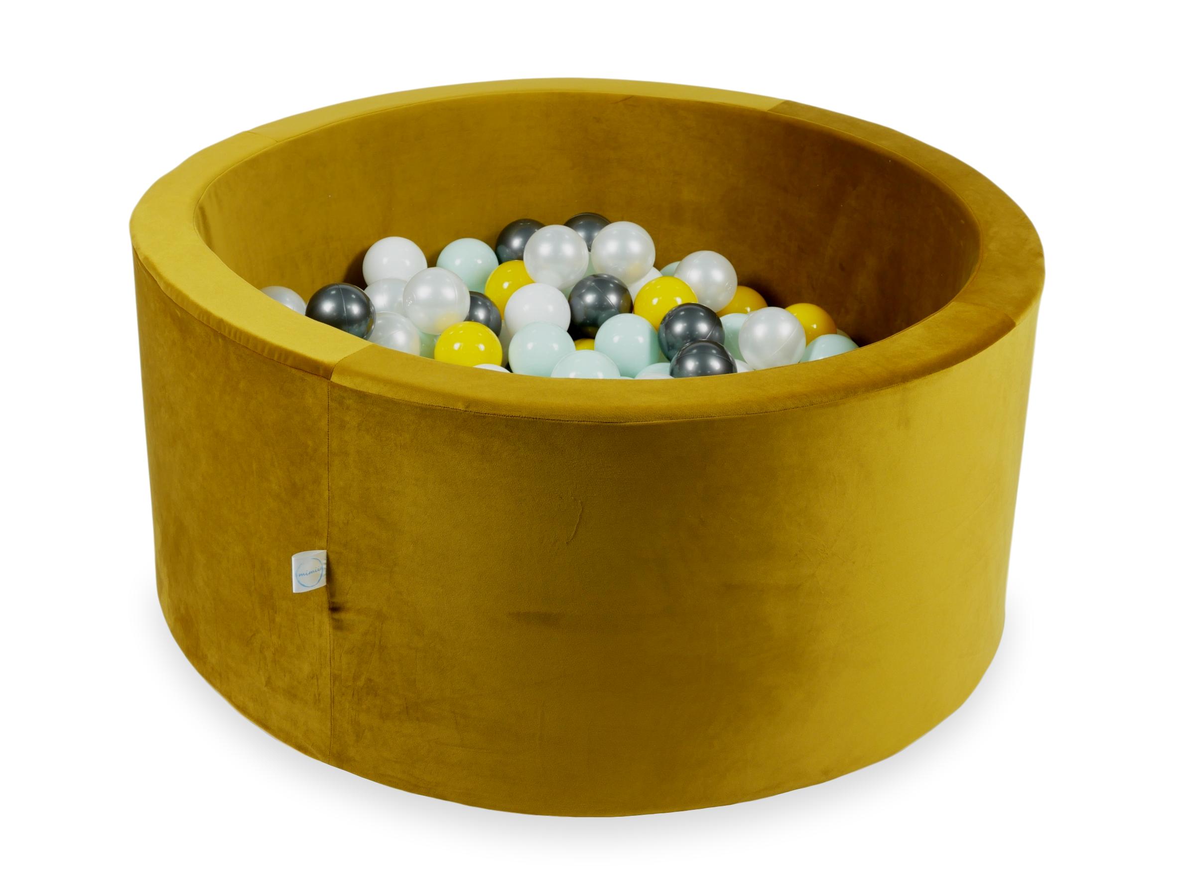 90x40 cm Velvet Gold Ball Pit with 300 Balls