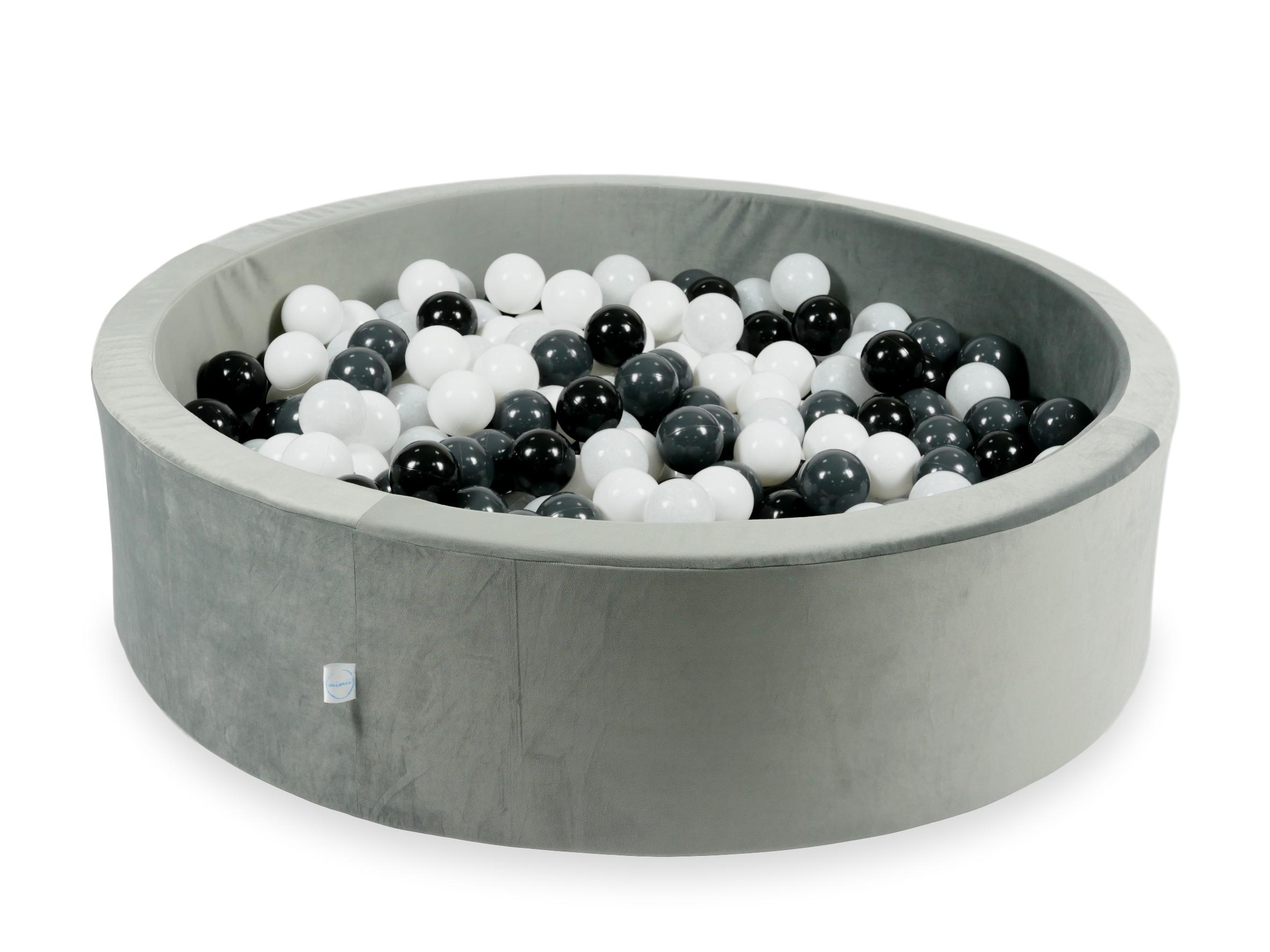 Velvet Ball Pit Velvet Gray 110x30 cm with 400 balls