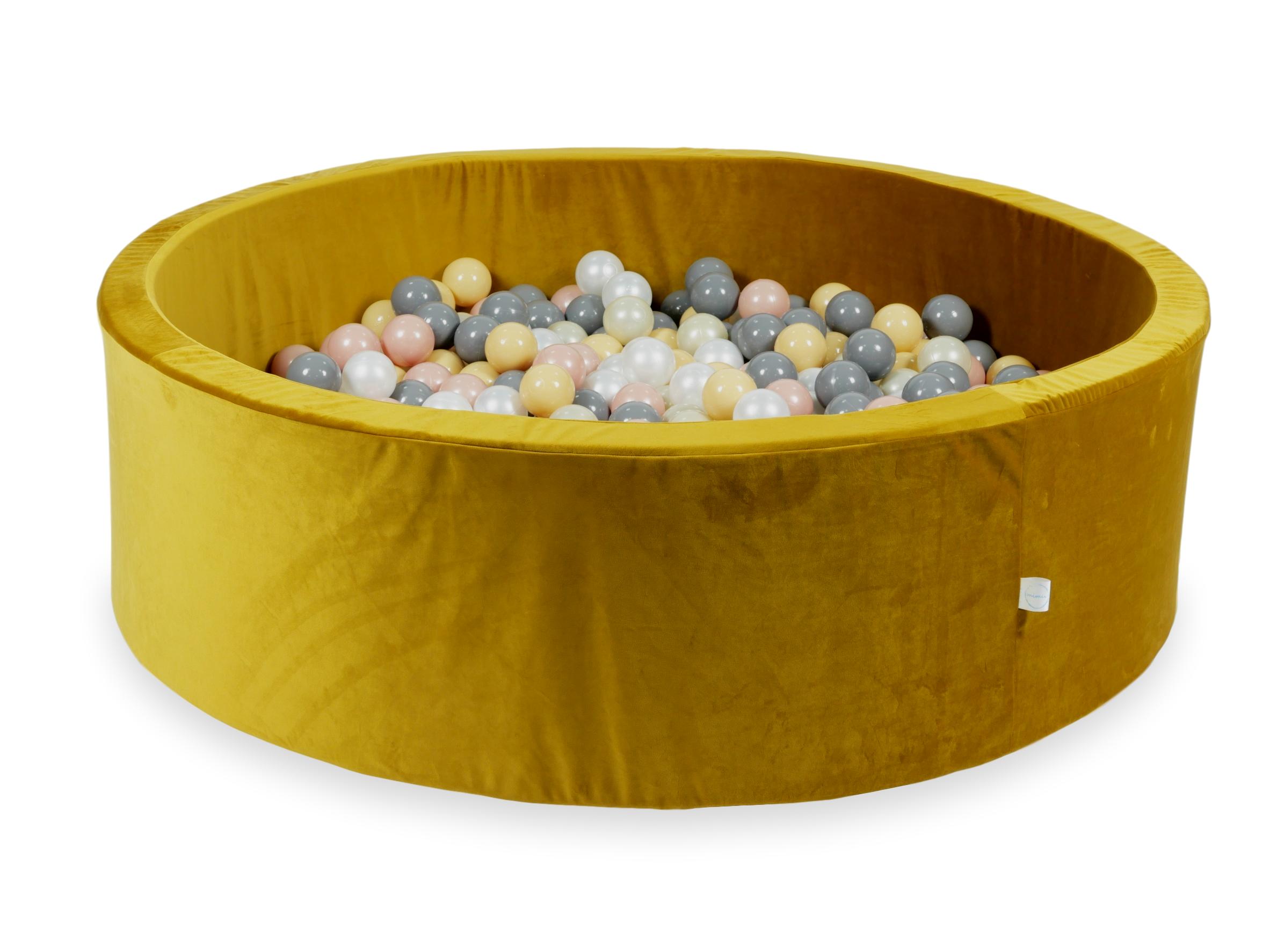 Samt-Bällebad goldfarben 130x40 cm mit 700 Bällen