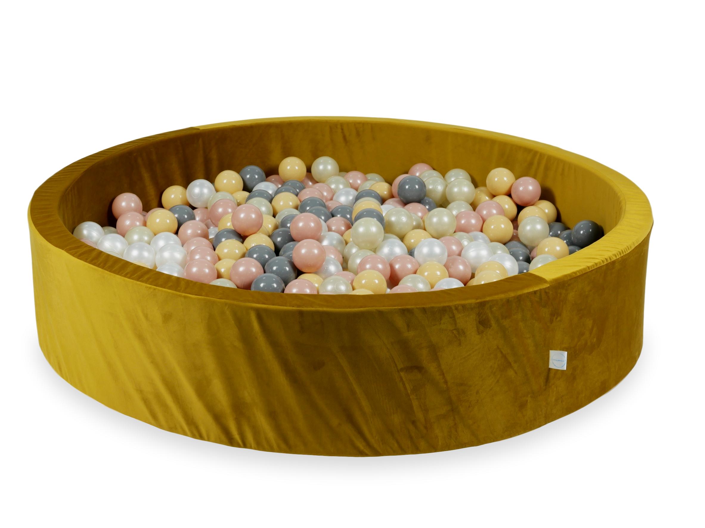 Gold velvet ball pit 130x30 cm with 600 balls