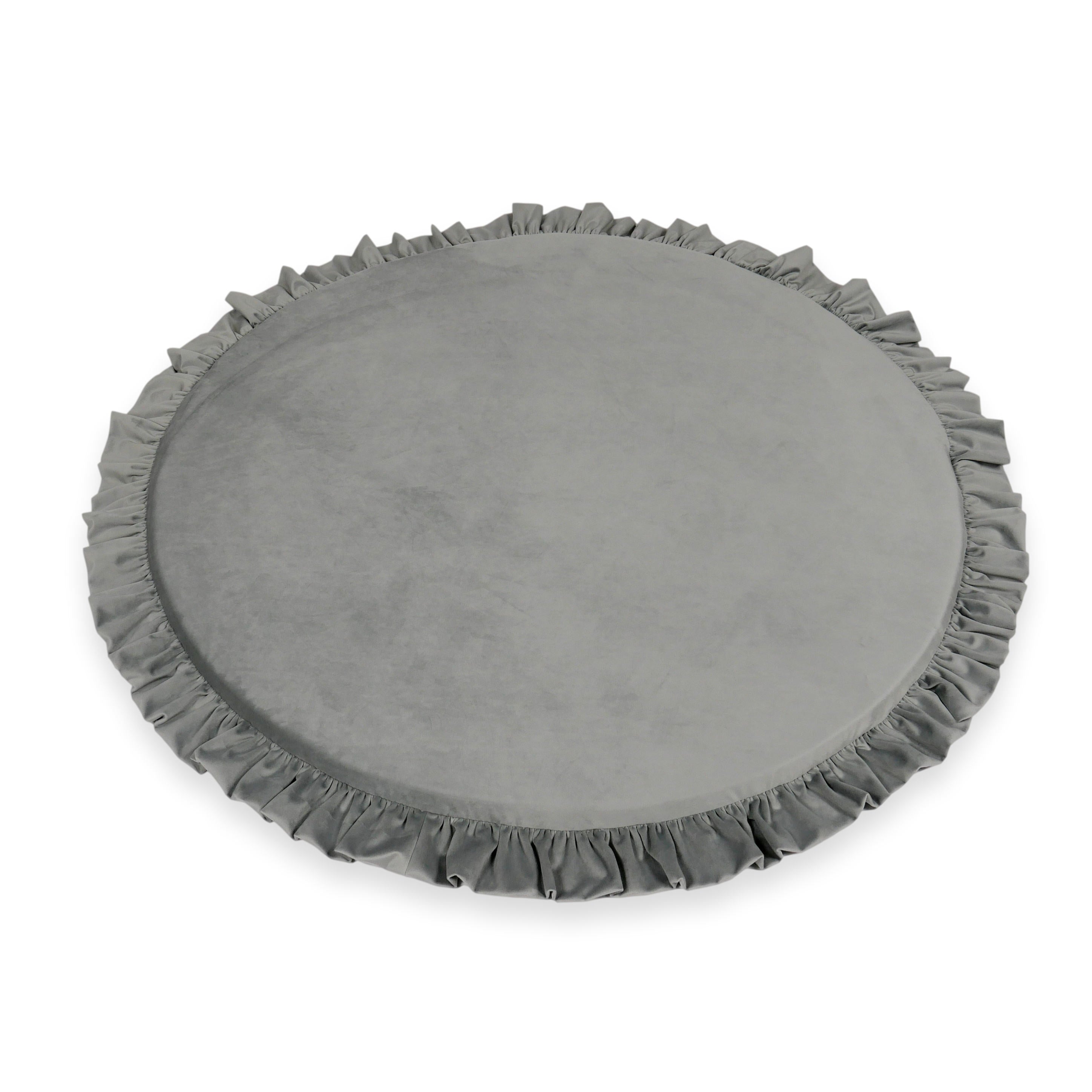 Round baby play mat 100cm with ruffle in velvet