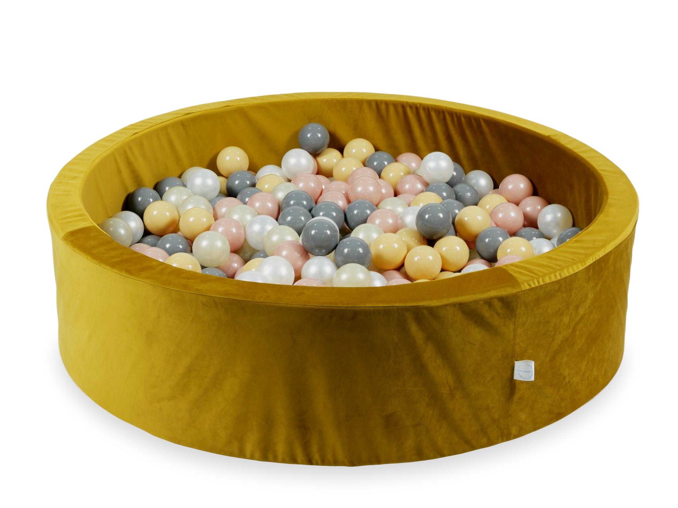 Piscine à balles en velours velvet dore 110x30 cm avec 400 balles
