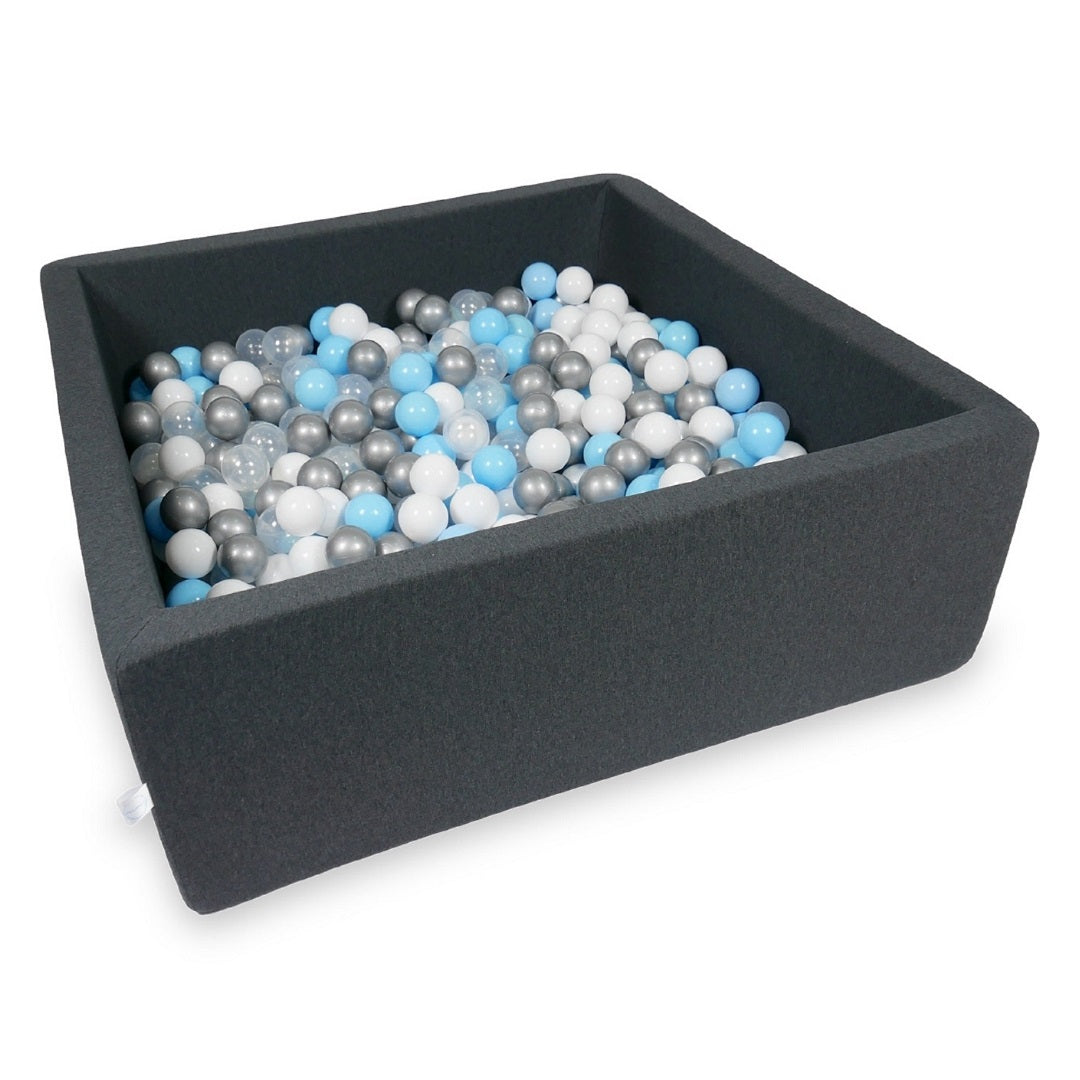 Square ball pit 110x110x40 cm in graphite, 600 balls