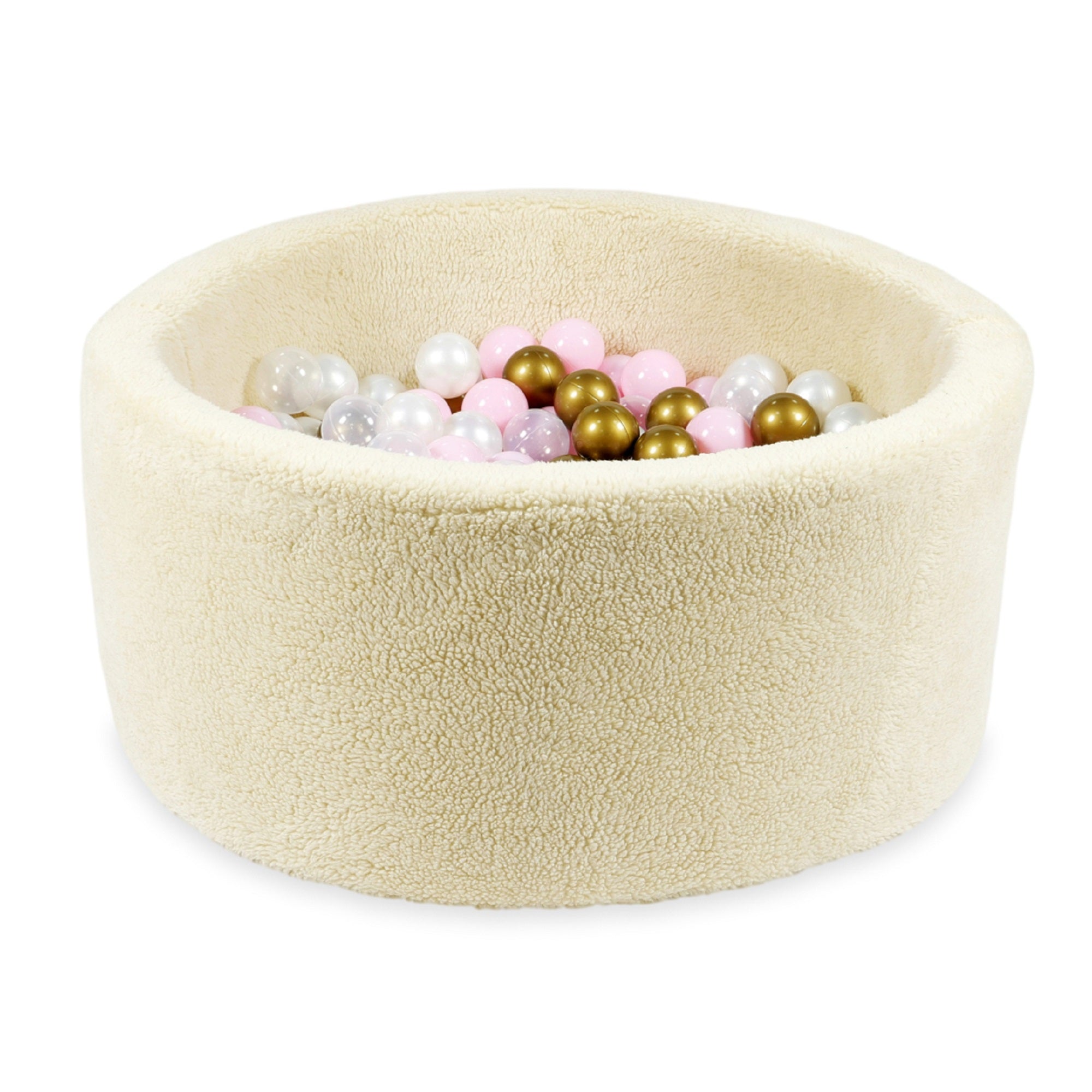 Bällebad aus Teddy-Stoff beige 90x40 cm mit 300 Bällen