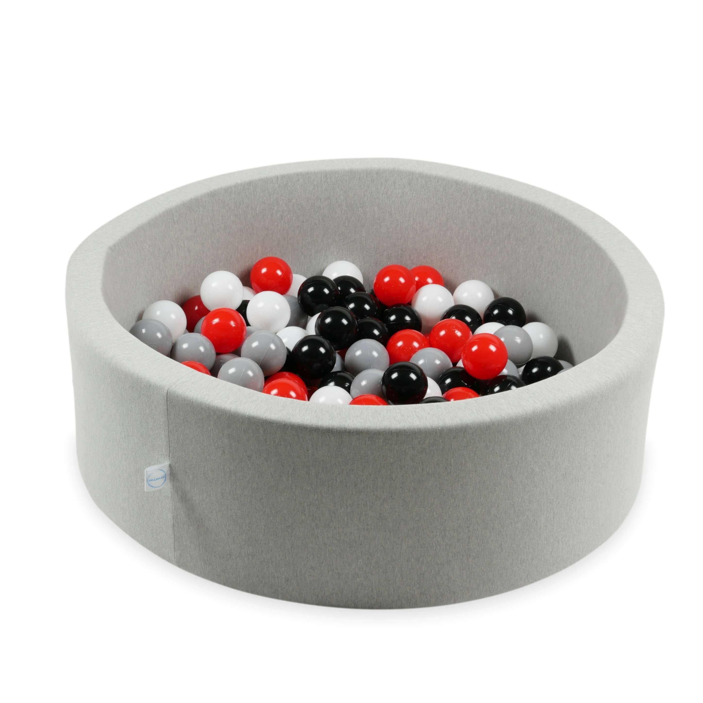 Play balls ø7cm 500 pieces white, red, black, gray