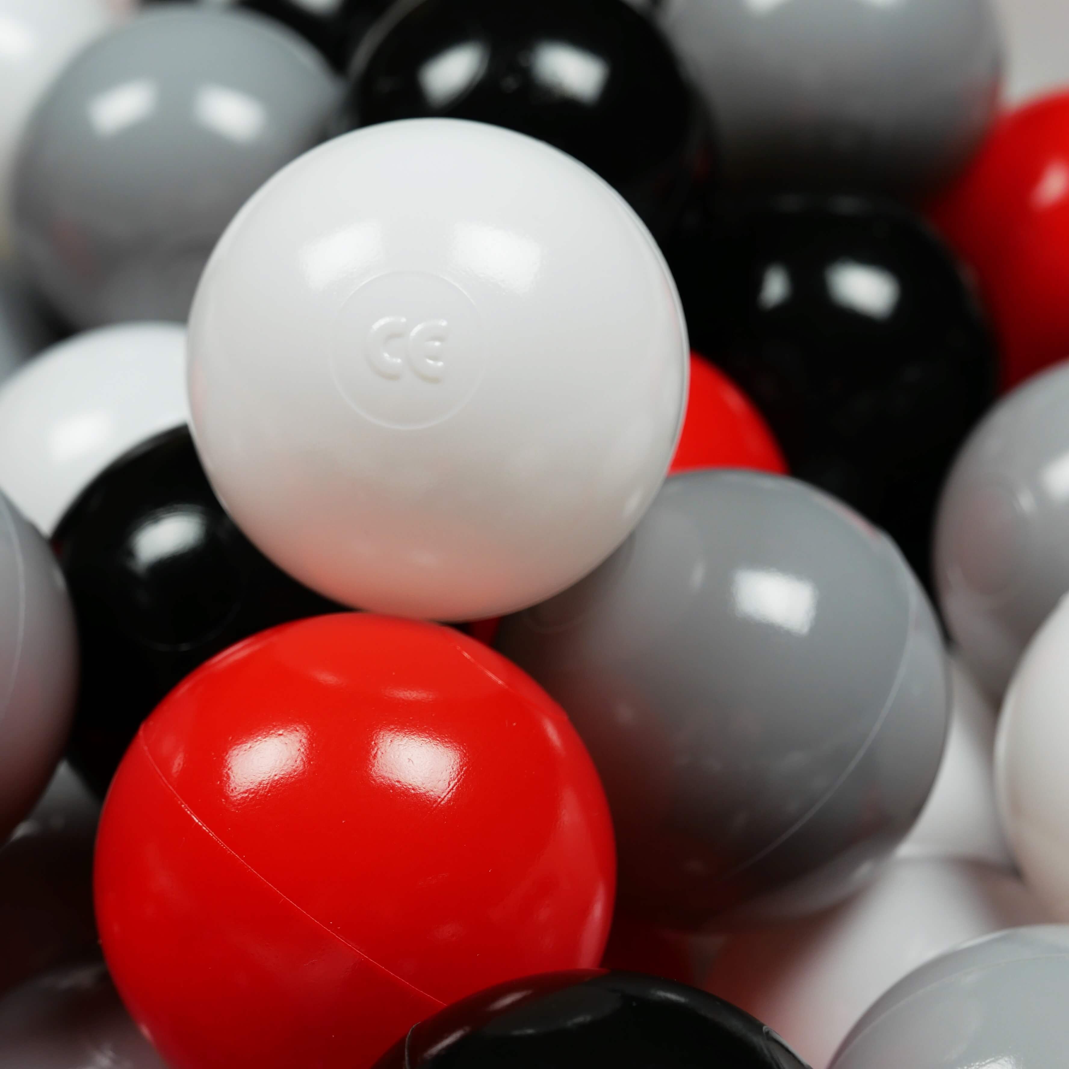 Balles de jeu ø7cm 400 pièces blanc, rouge, noir, gris