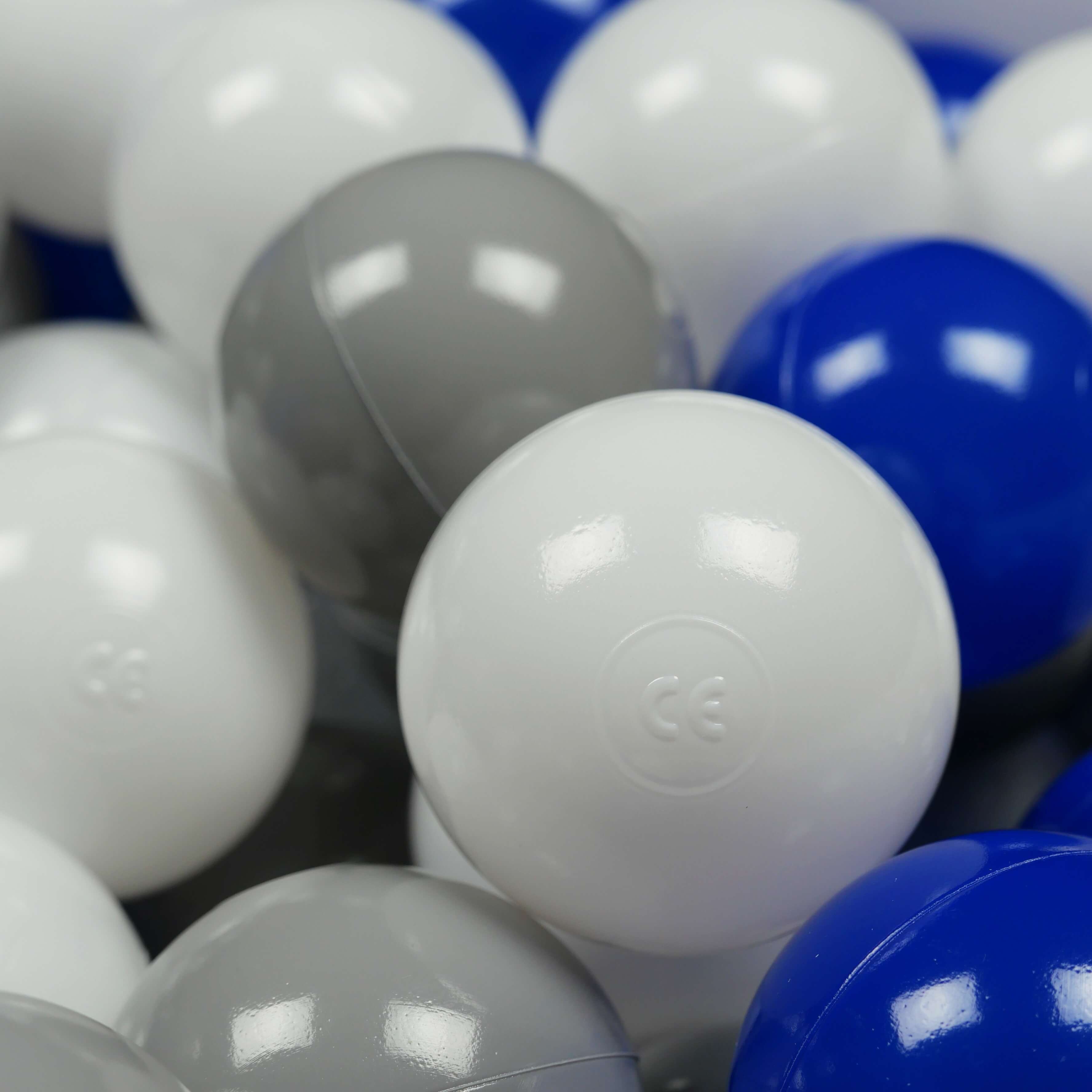 Balles de jeu ø7cm 50 pièces blanc, bleu, gris