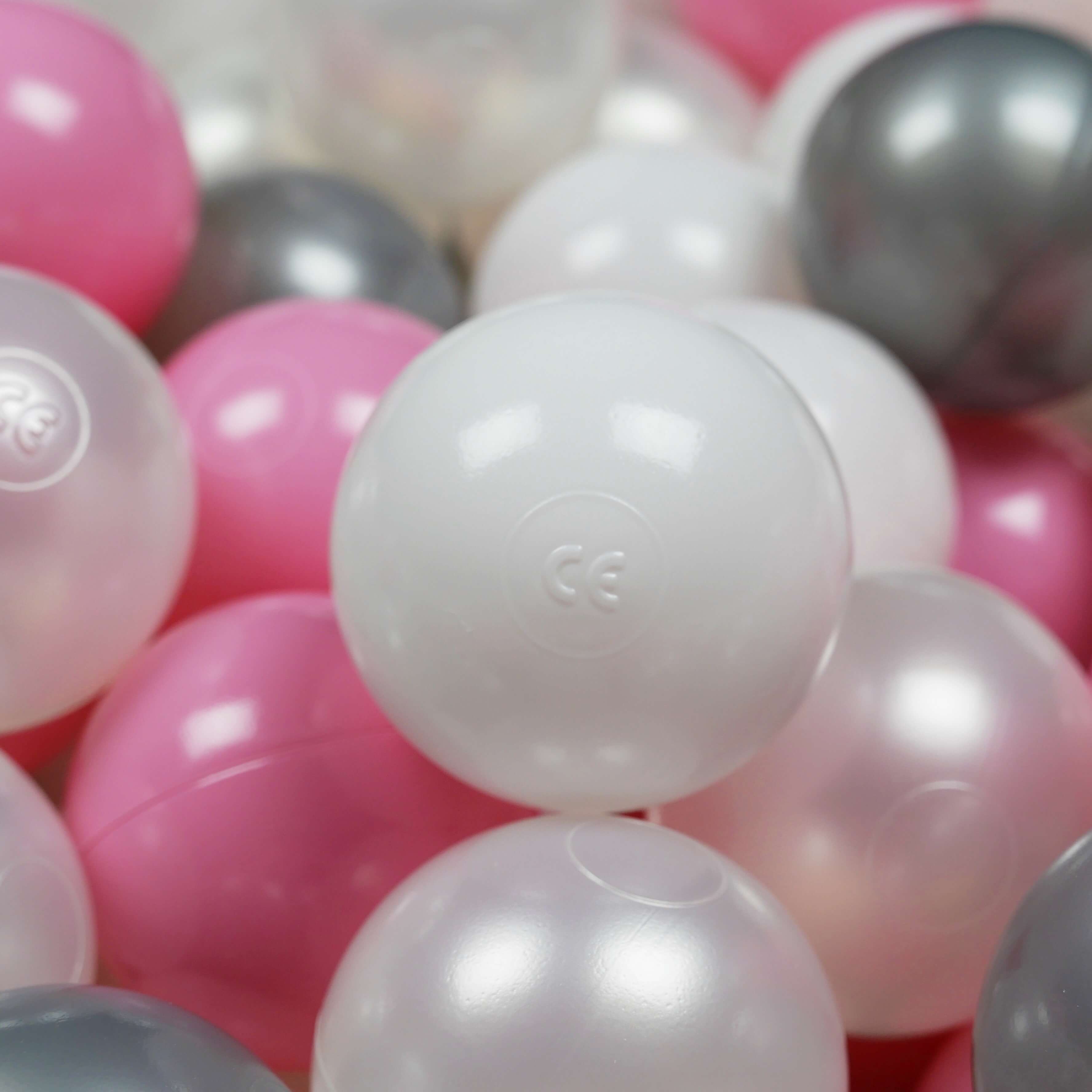 Balles de jeu ø7cm 100 pièces blanc, perle, argent, rose poudré