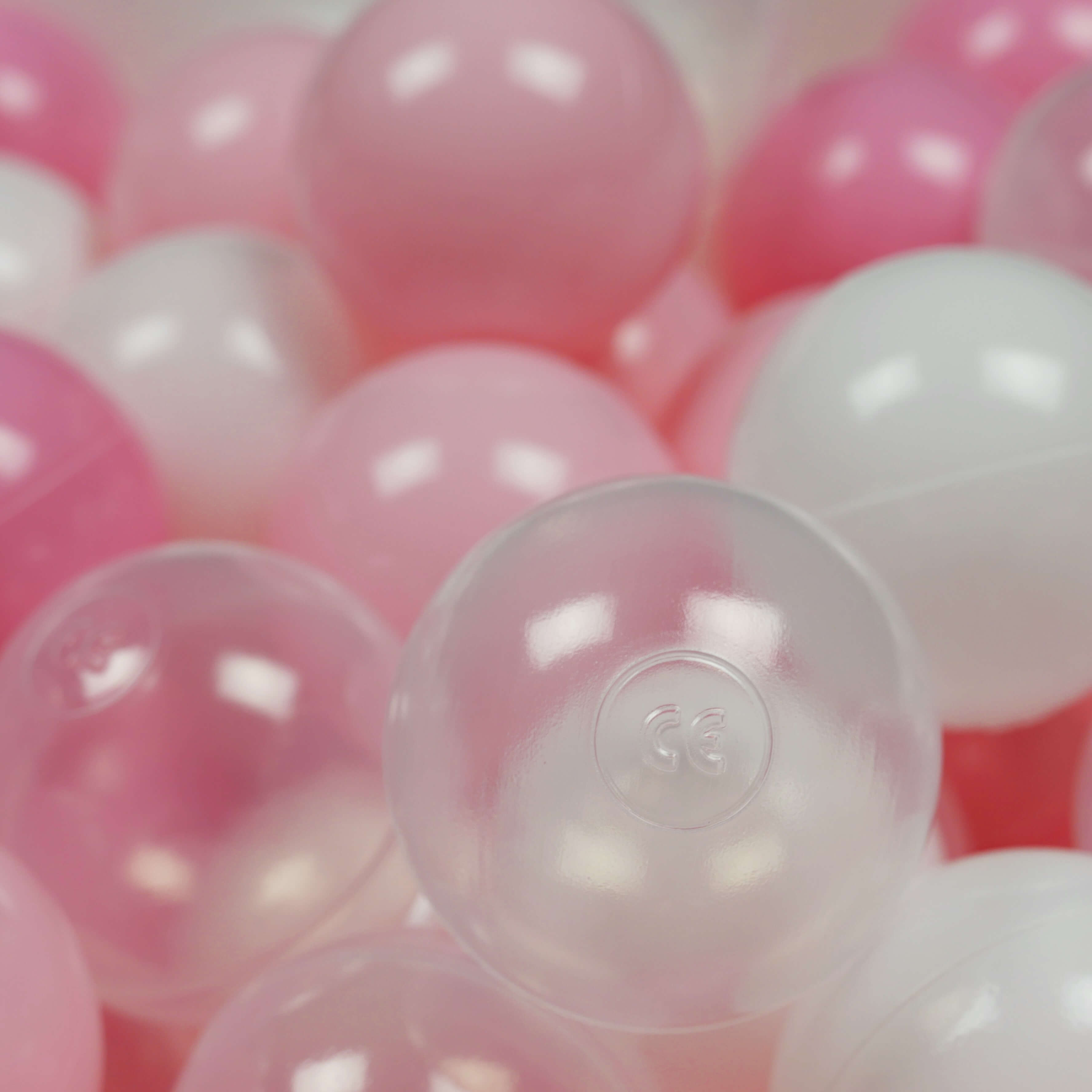 Game balls ø7cm 200 pieces white, transparent, light pink, dusty pink