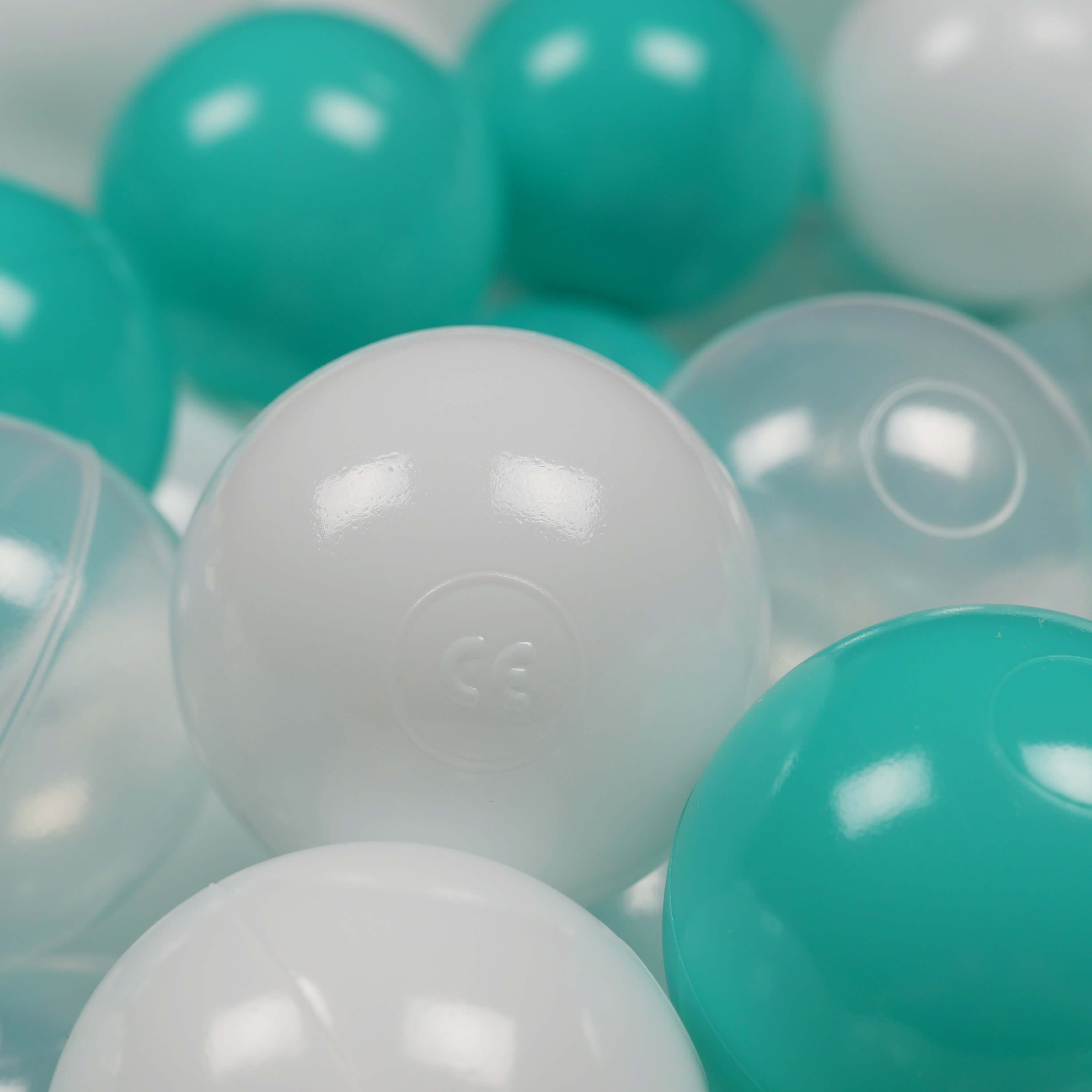 Game balls ø7cm 300 pieces white, transparent, turquoise