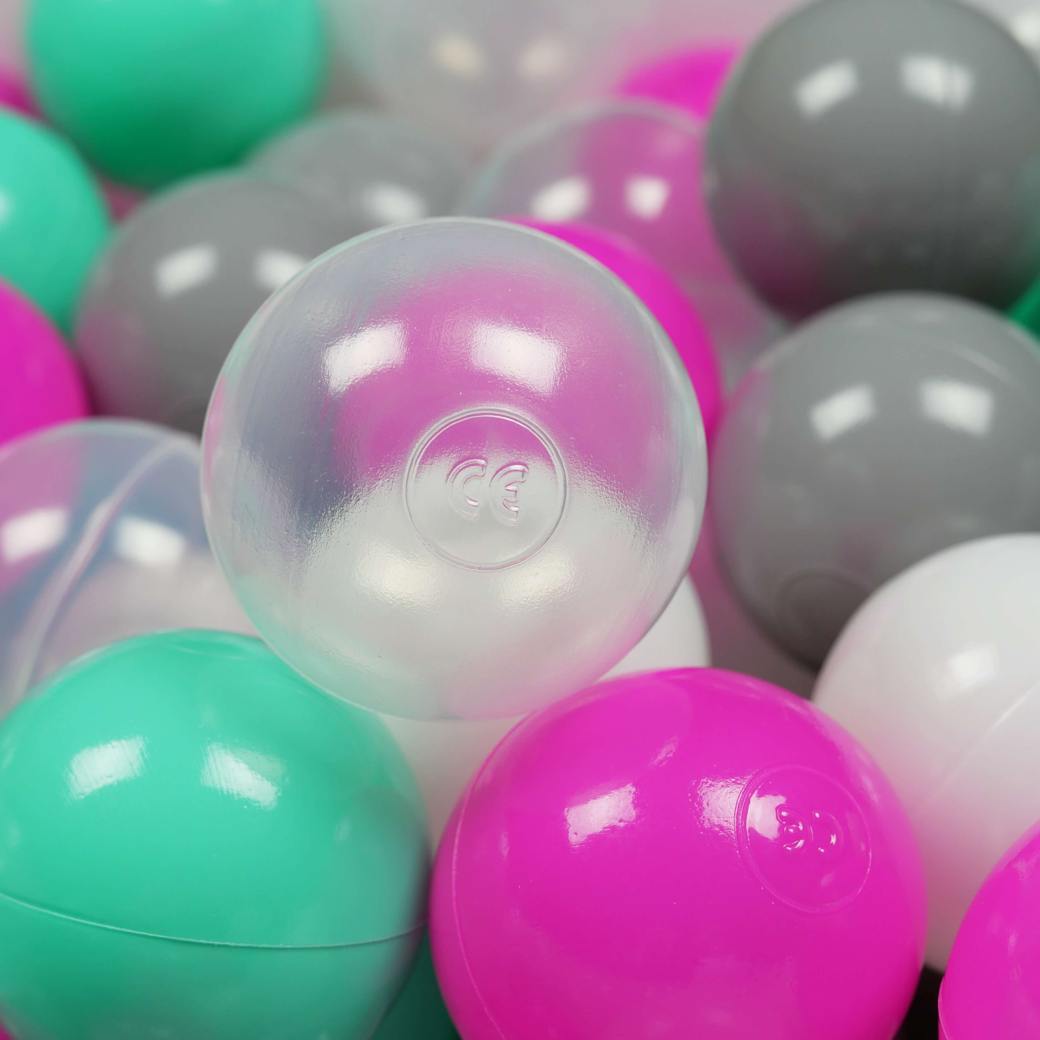 Play balls ø7cm 100 pieces white, pink, mint, gray, transparent
