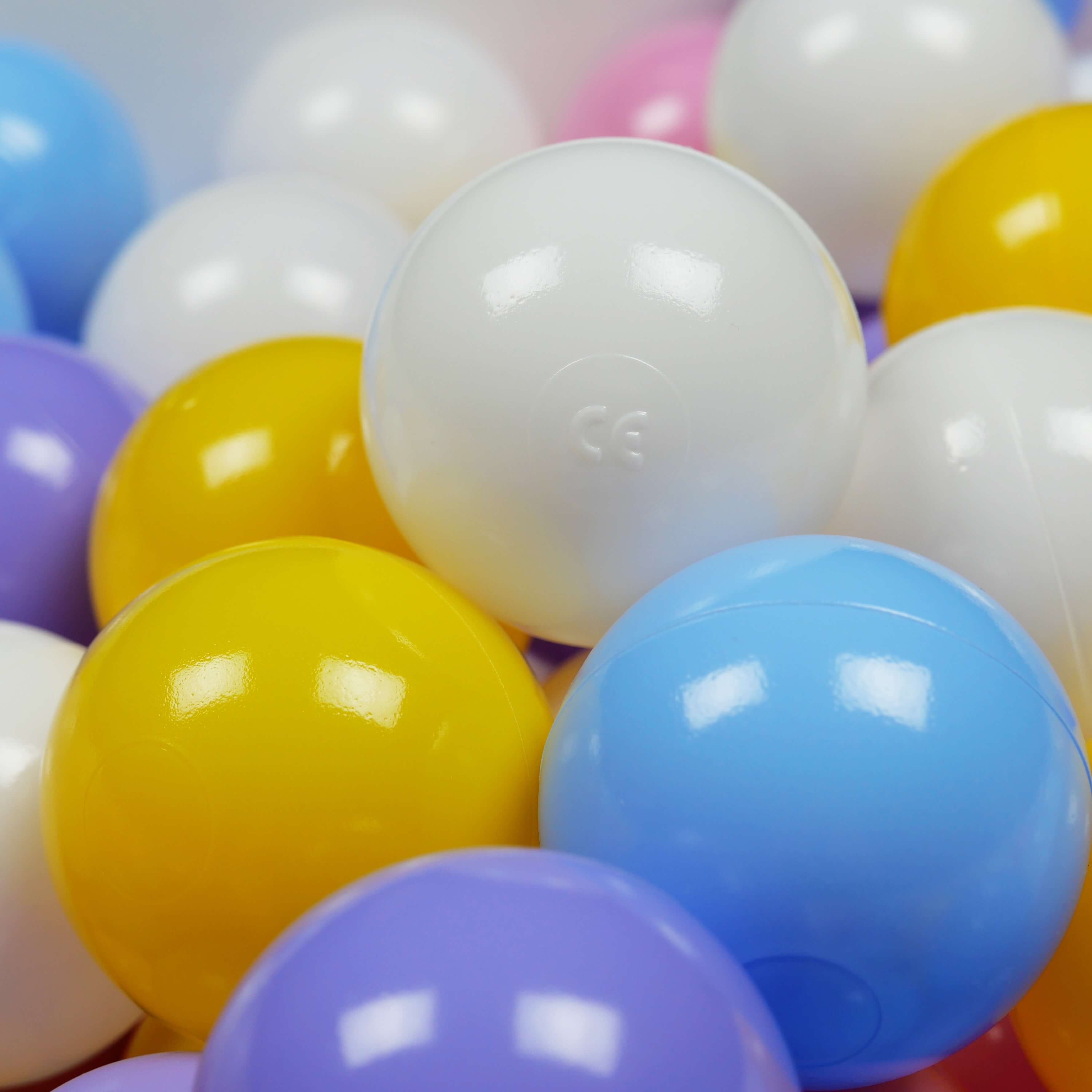 Palline da gioco Ø7 cm 300 pezzi bianco, bruyère, rosa poudre, giallo, blu clair