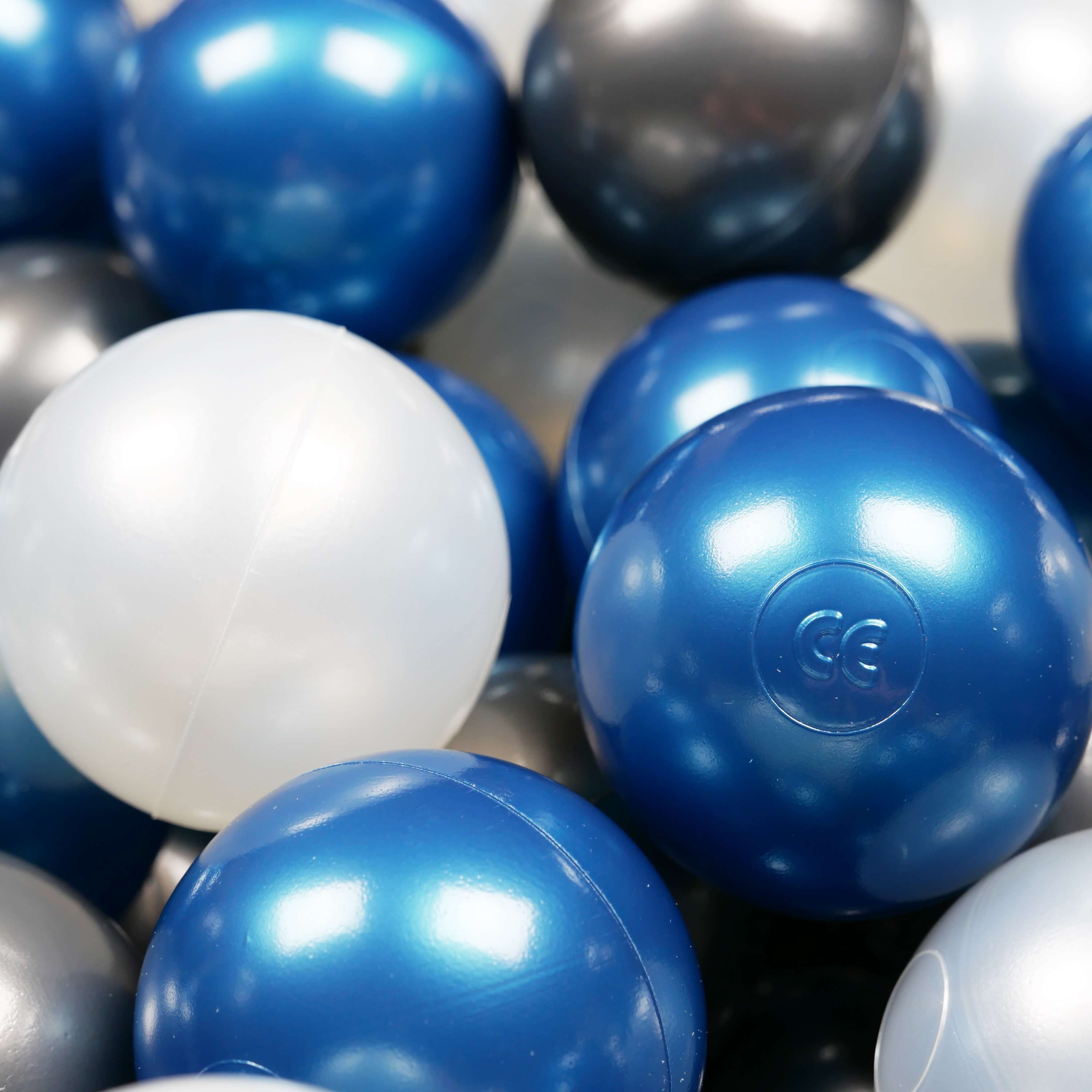 Game balls ø7cm 150 pieces pearl, metallic blue, metallic graphite