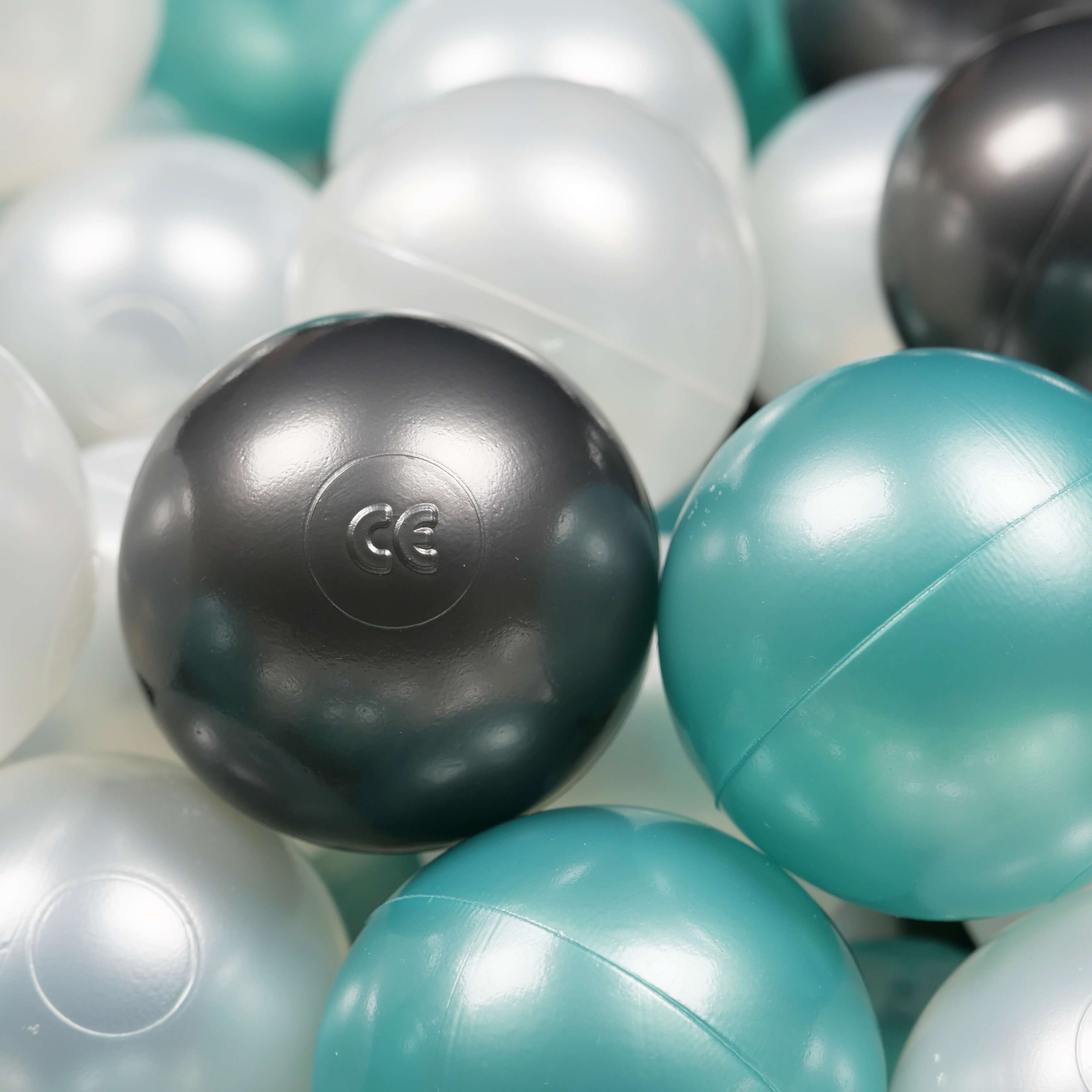 Game balls ø7cm 300 pieces pearl, metallic turquoise, metallic graphite