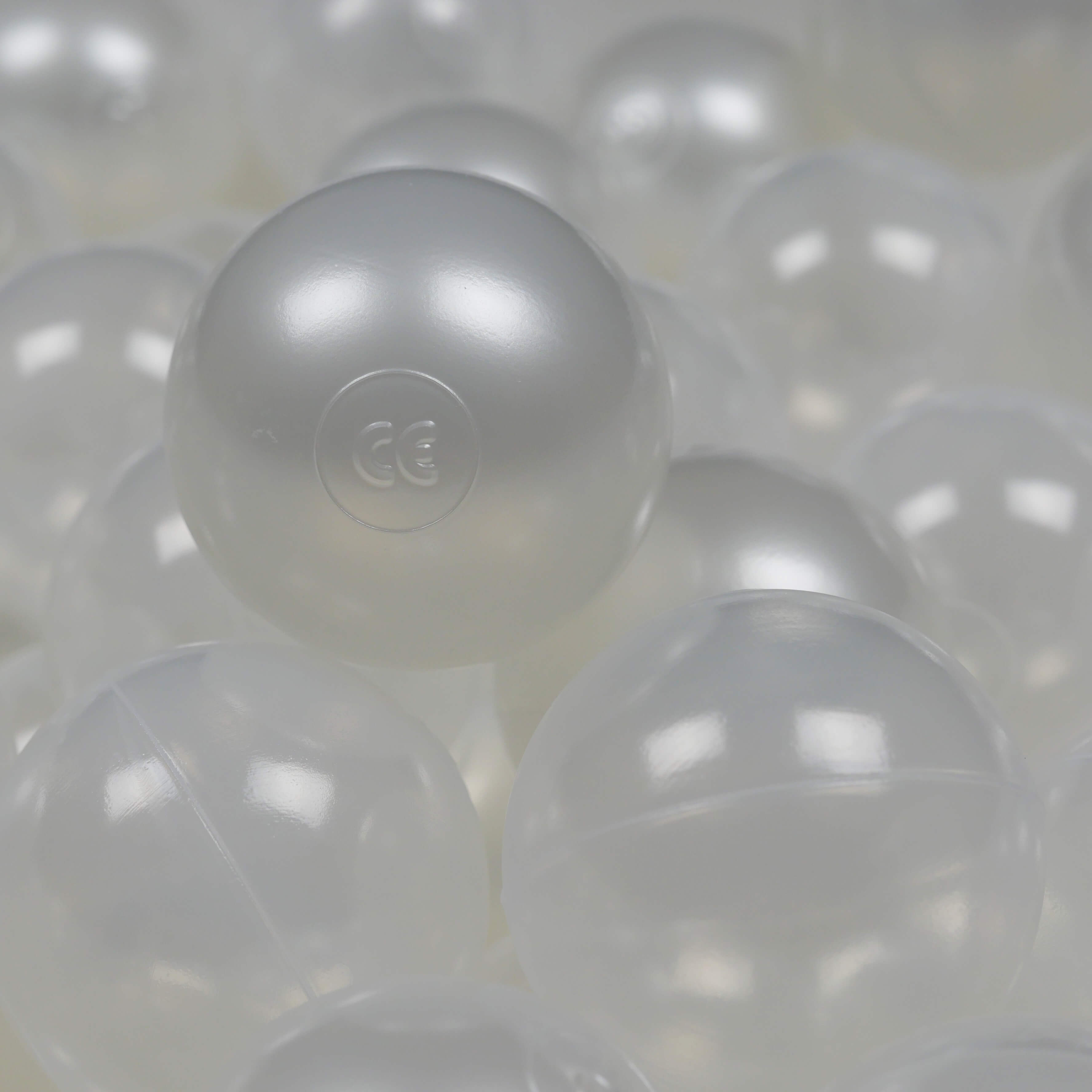 200 perlmuttfarbene Spielbälle, 7 cm Durchmesser, transparent