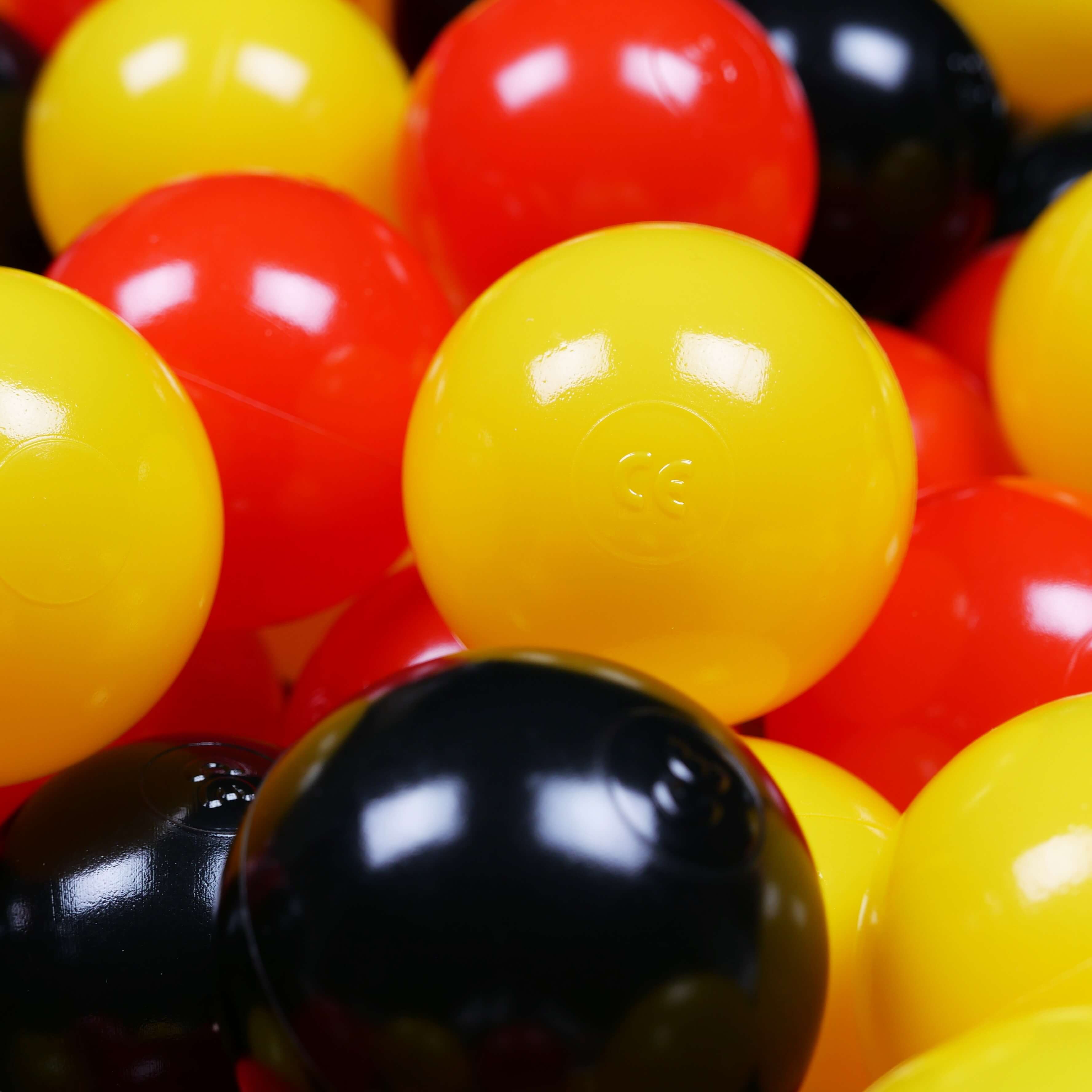 Balles de jeu ø7cm 100 pièces jaune, rouge, noir