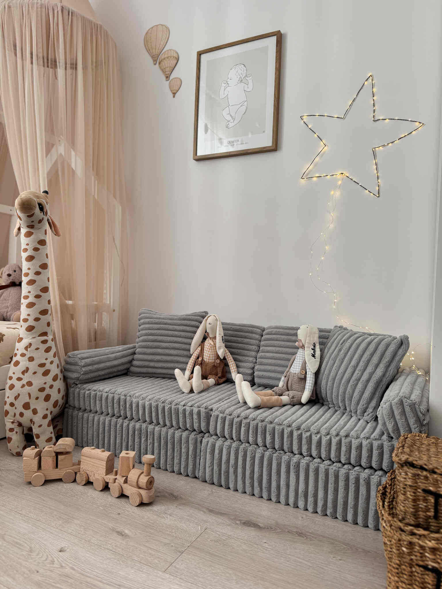 Montessori Mini Comfort Spielsofa aus Waffelstoff