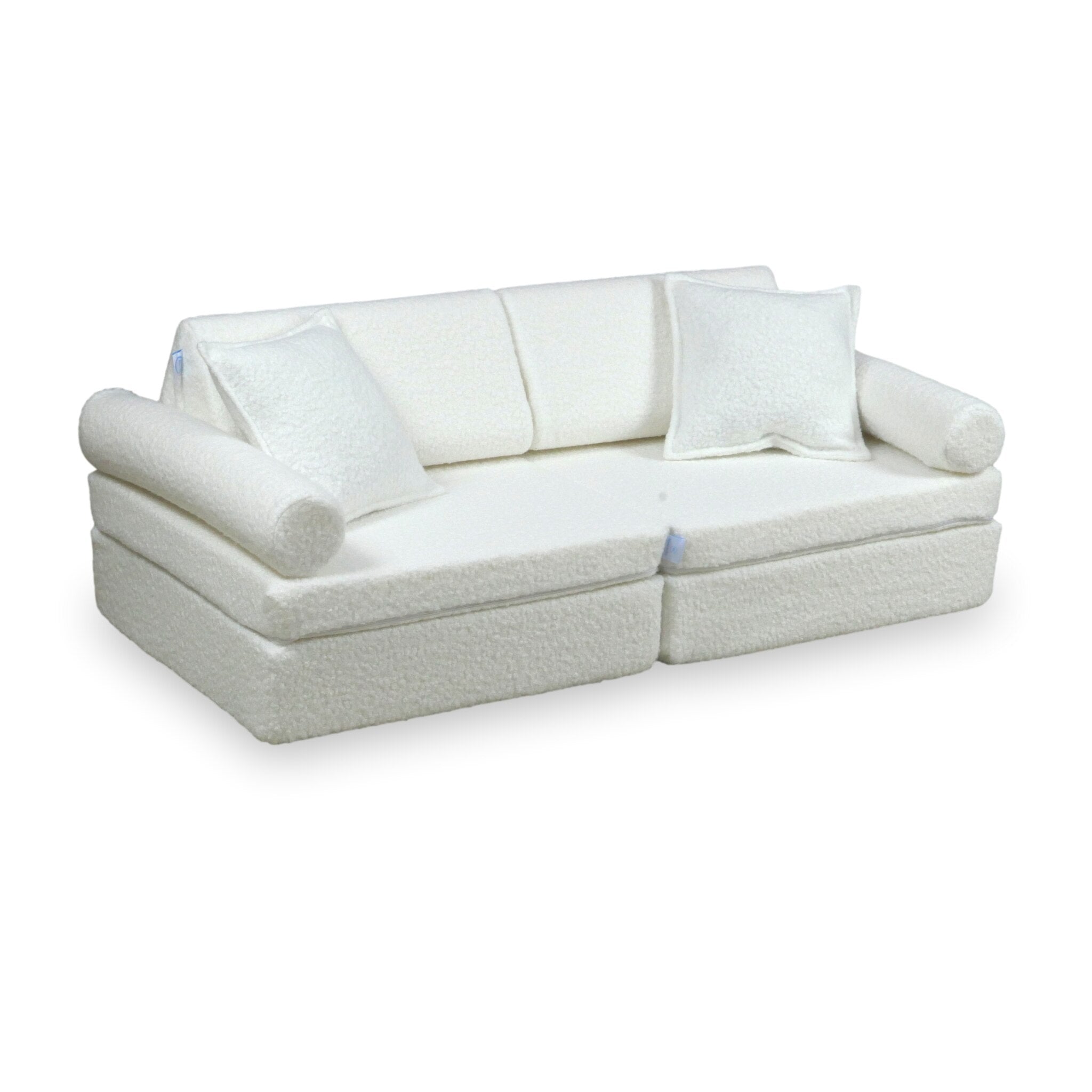 Montessori Mini Comfort Spielsofa in Weiß Bouclé
