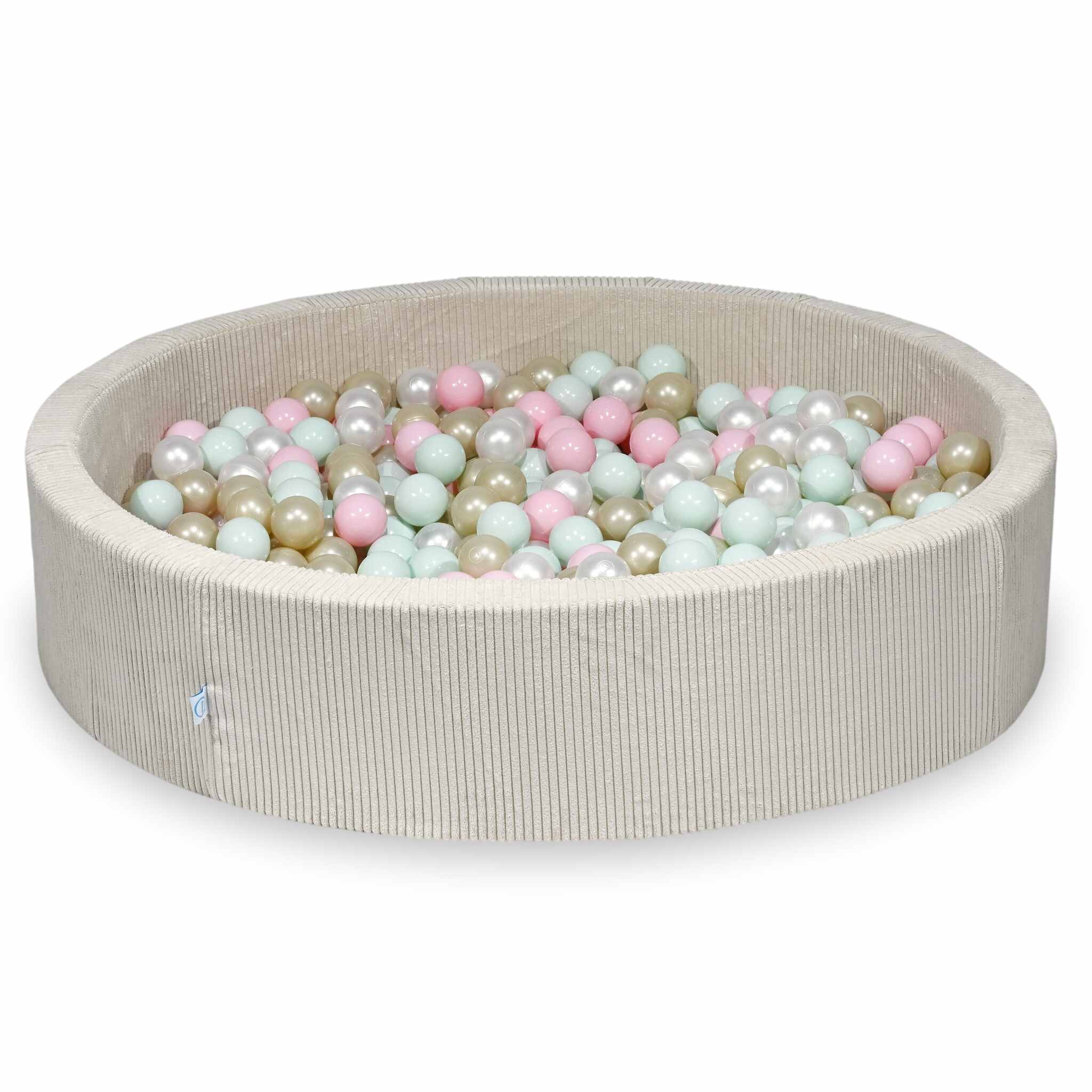 Ball Pit in corduroy beige 130x30 cm with 600 balls