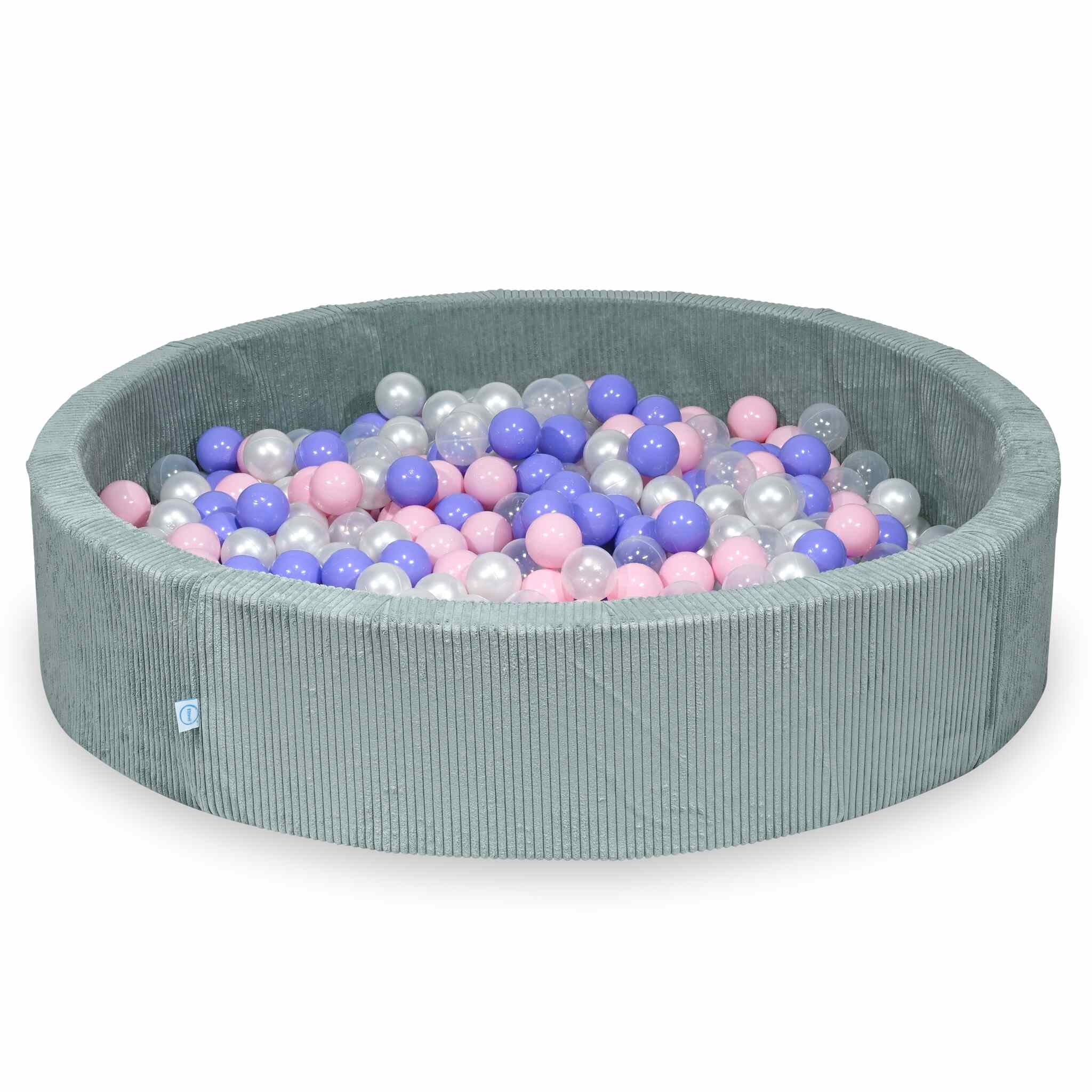 Piscine à balles en velours côtelé menthe claire 130x30 cm avec 600 balles